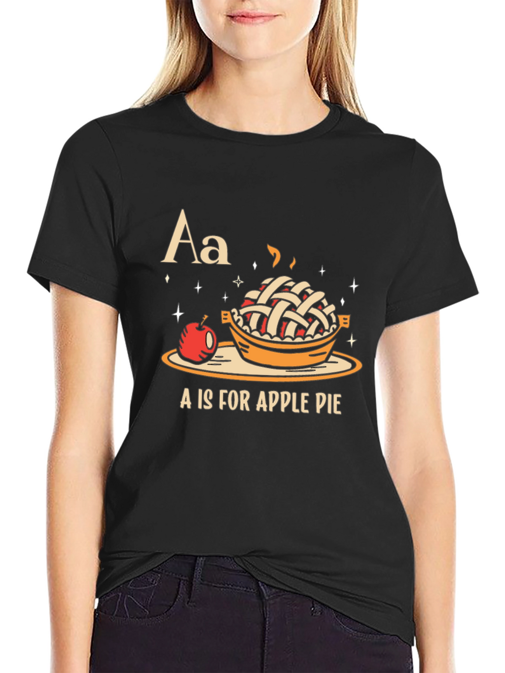 A is for Apple Pie Black Graphic T-Shirt
