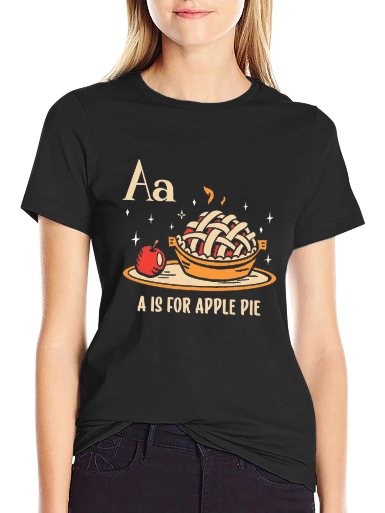 A is for Apple Pie Black Graphic T-Shirt