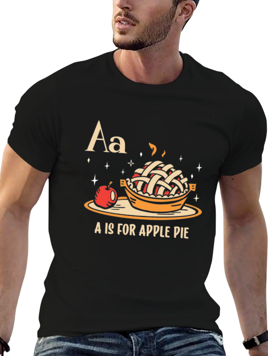 A is for Apple Pie Black Graphic T-Shirt