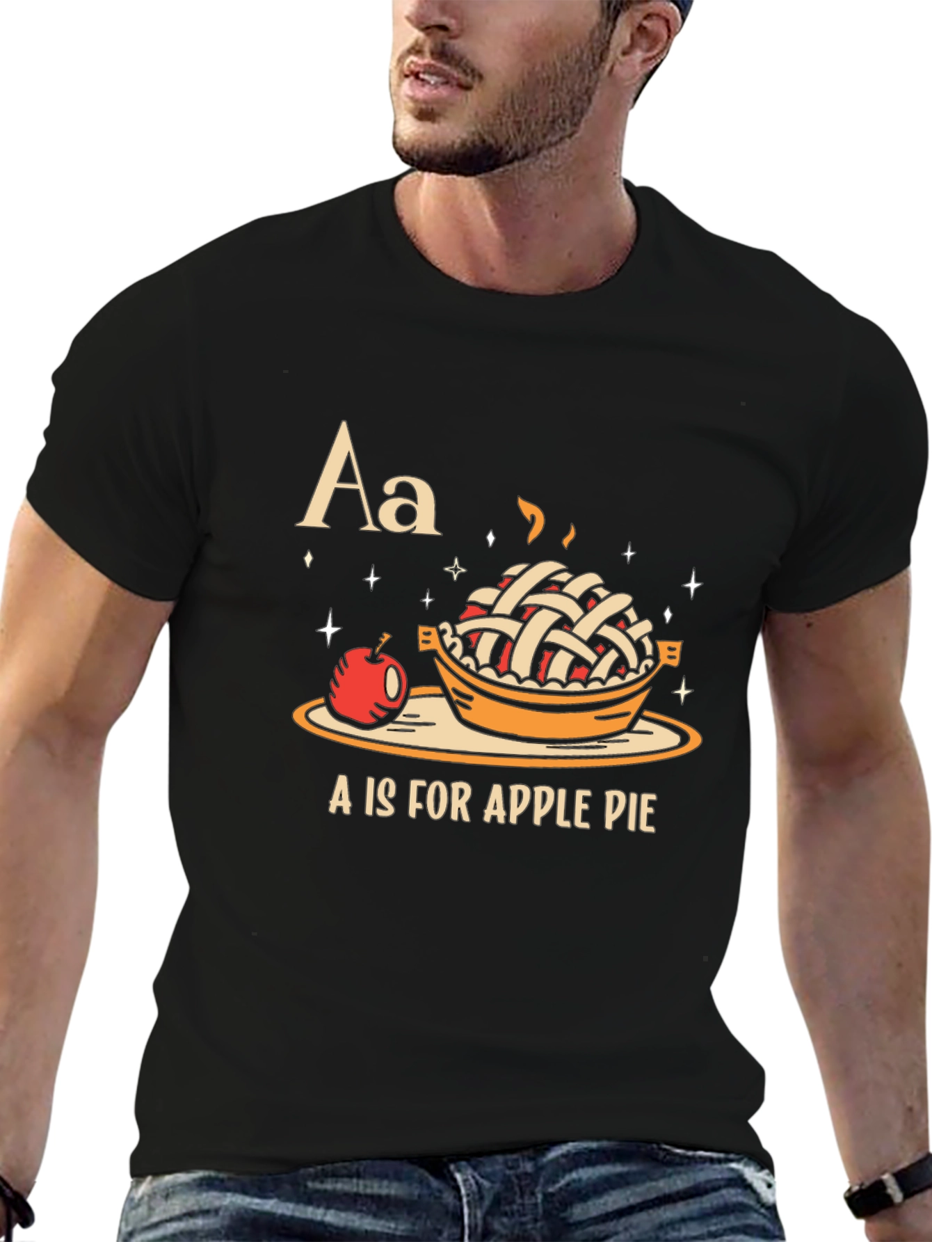 A is for Apple Pie Black Graphic T-Shirt