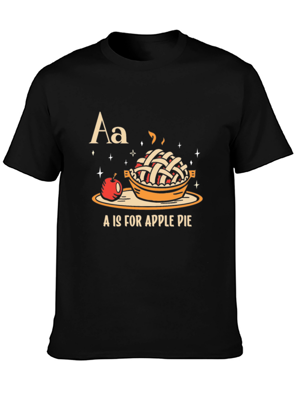 A is for Apple Pie Black Graphic T-Shirt