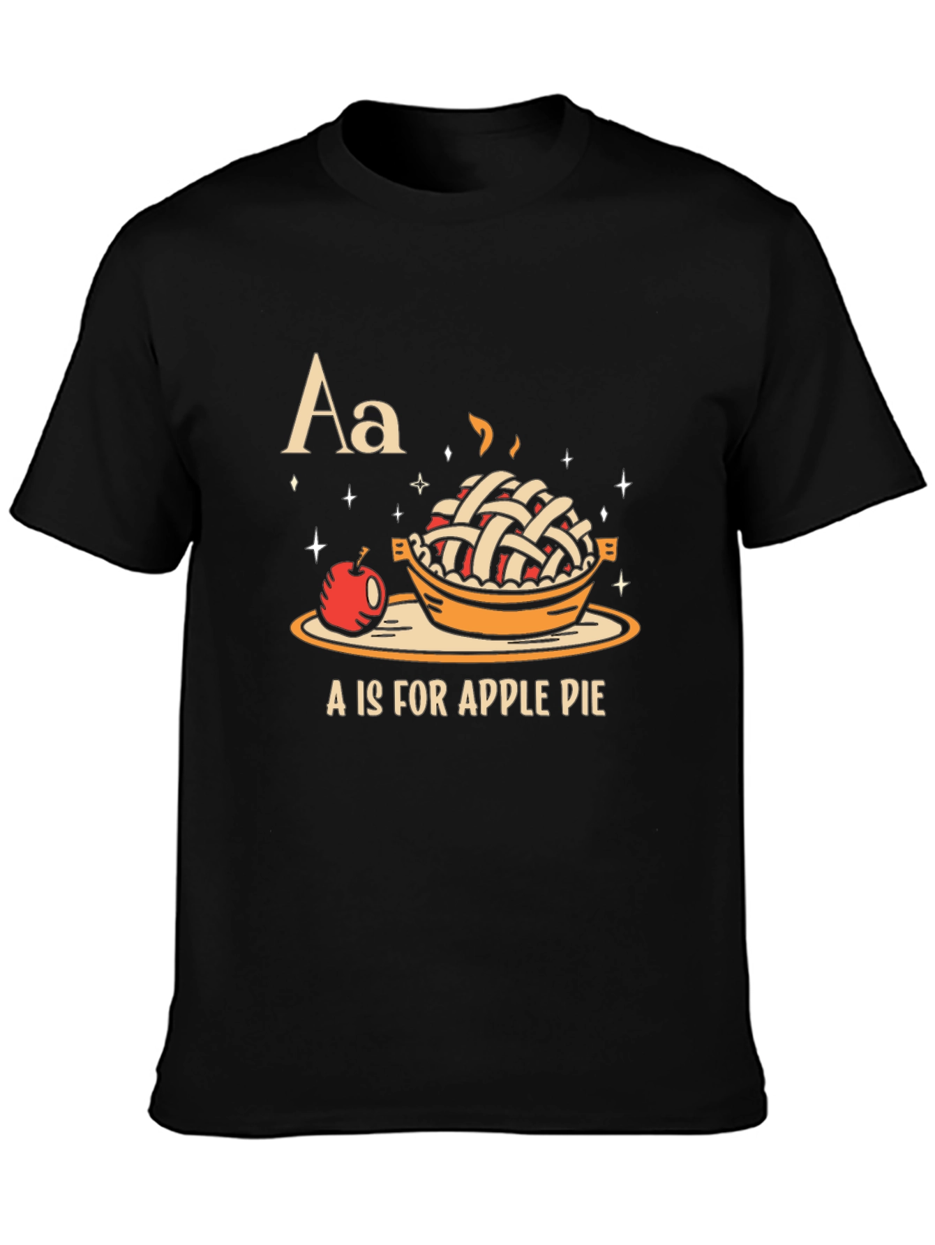 A is for Apple Pie Black Graphic T-Shirt