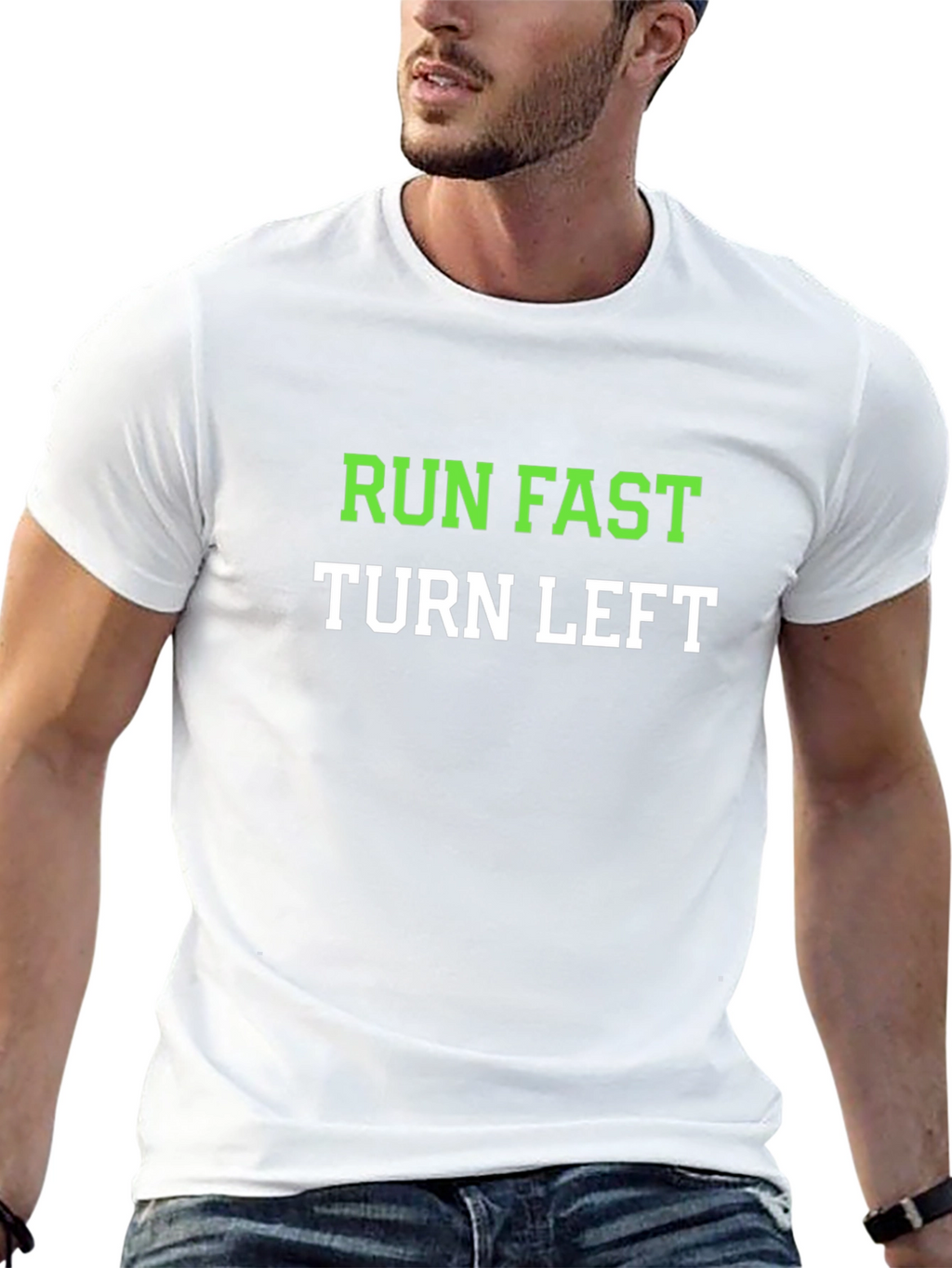 Run Fast Turn Left Graphic Tee