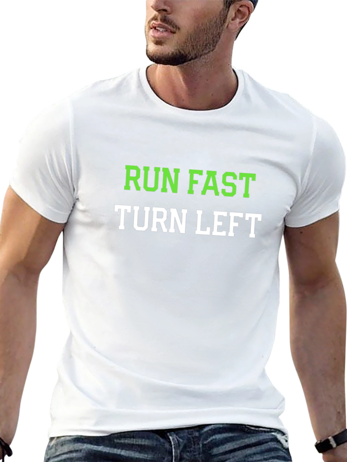 Run Fast Turn Left Graphic Tee