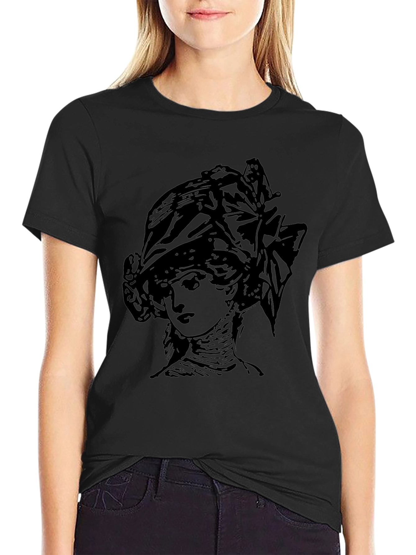 Vintage Lady Portrait Black T-Shirt