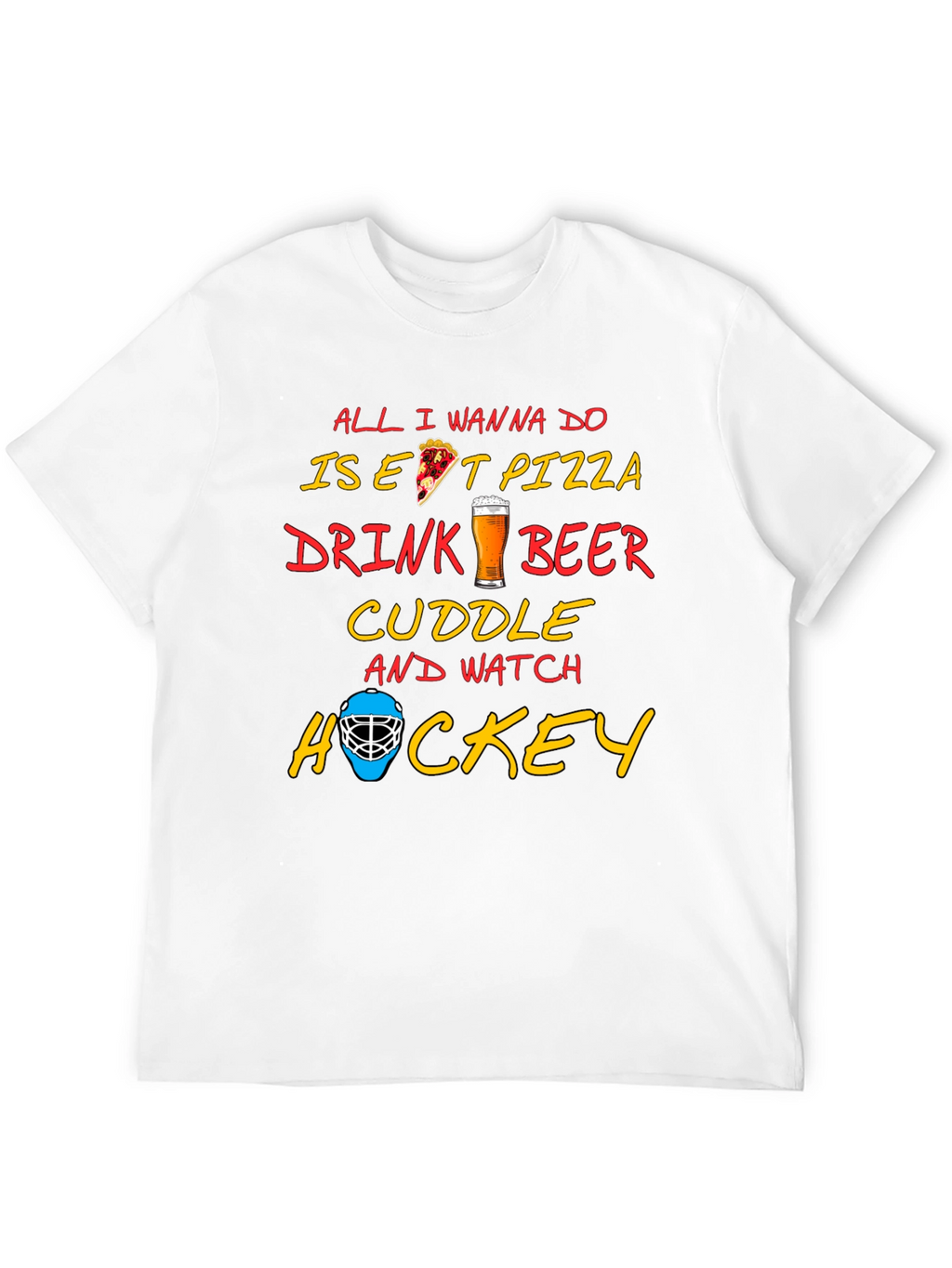 Pizza Beer Hockey T-Shirt - Perfect Chill Tee