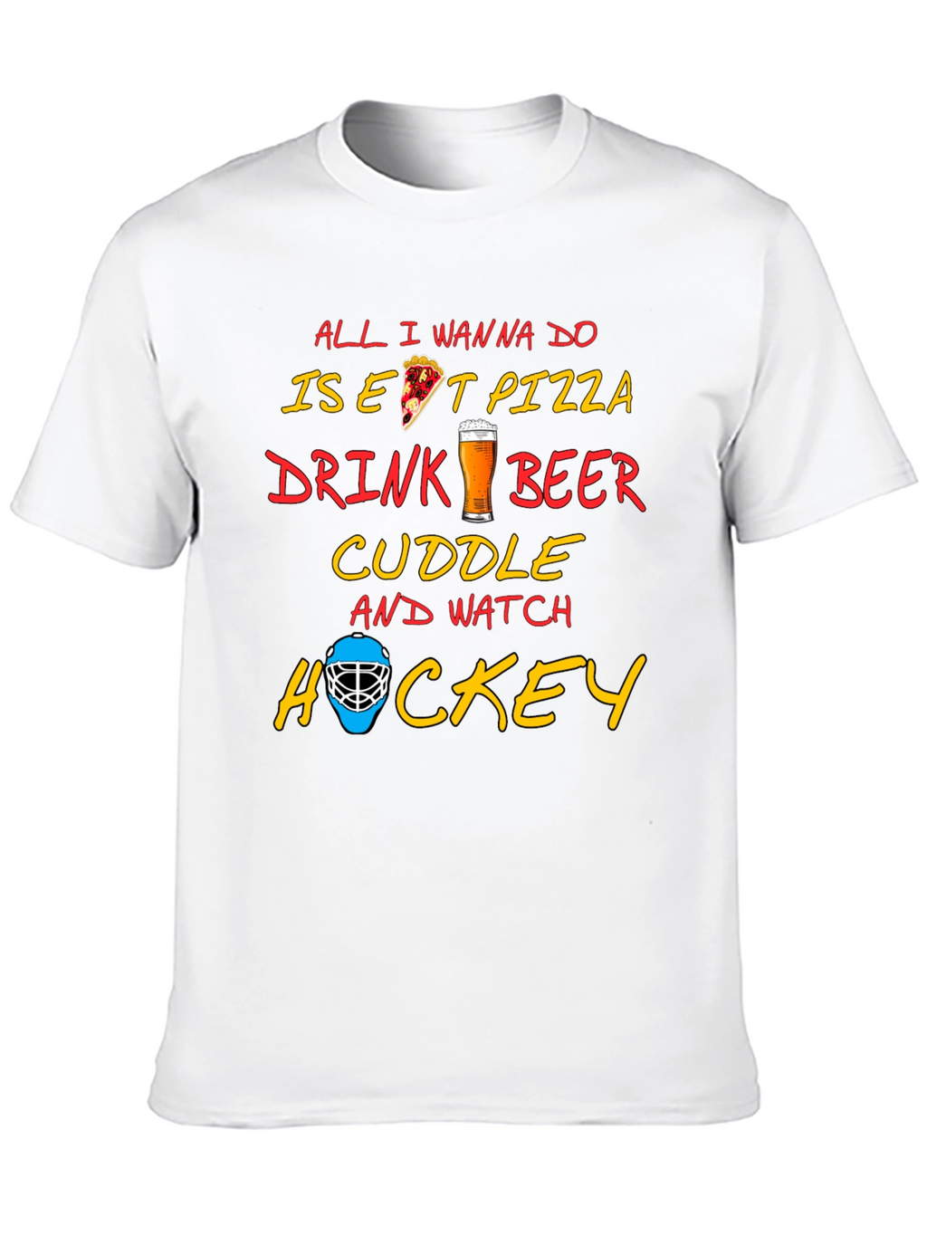 Pizza Beer Hockey T-Shirt - Perfect Chill Tee