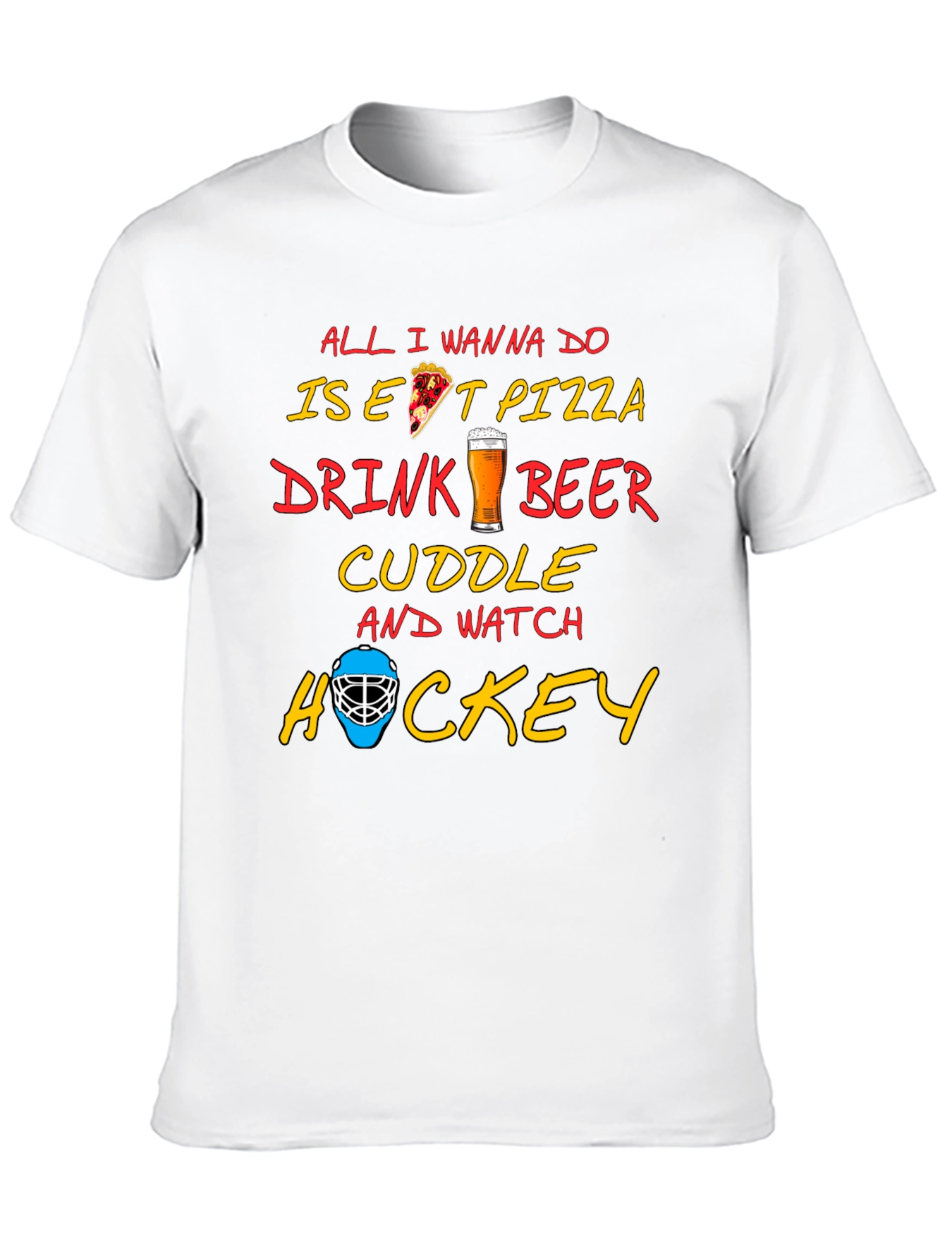 Pizza Beer Hockey T-Shirt - Perfect Chill Tee