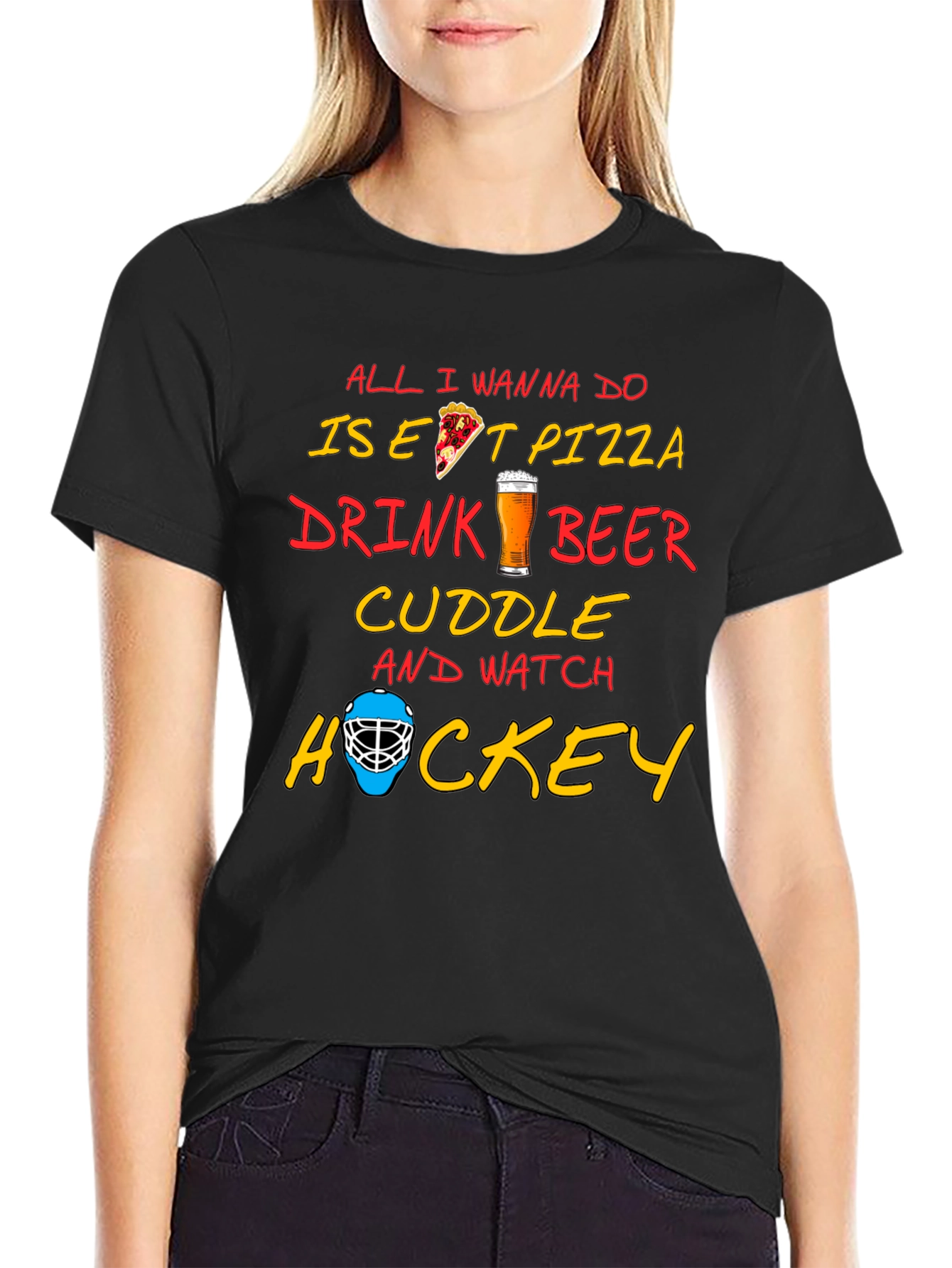 Pizza Beer Hockey T-Shirt - Perfect Chill Tee