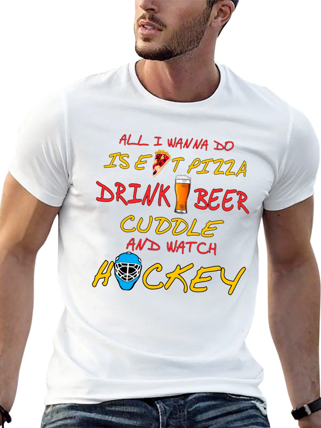 Pizza Beer Hockey T-Shirt - Perfect Chill Tee