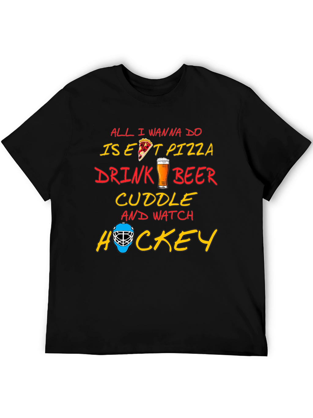 Pizza Beer Hockey T-Shirt - Perfect Chill Tee