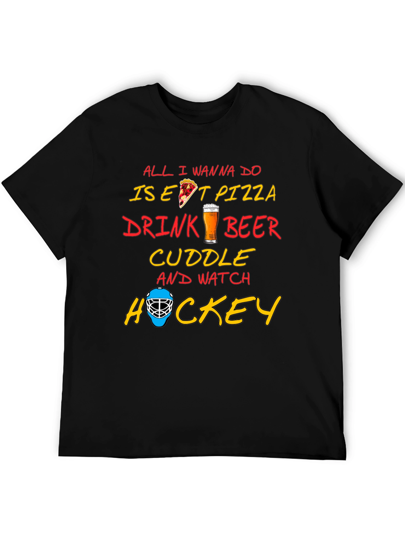 Pizza Beer Hockey T-Shirt - Perfect Chill Tee