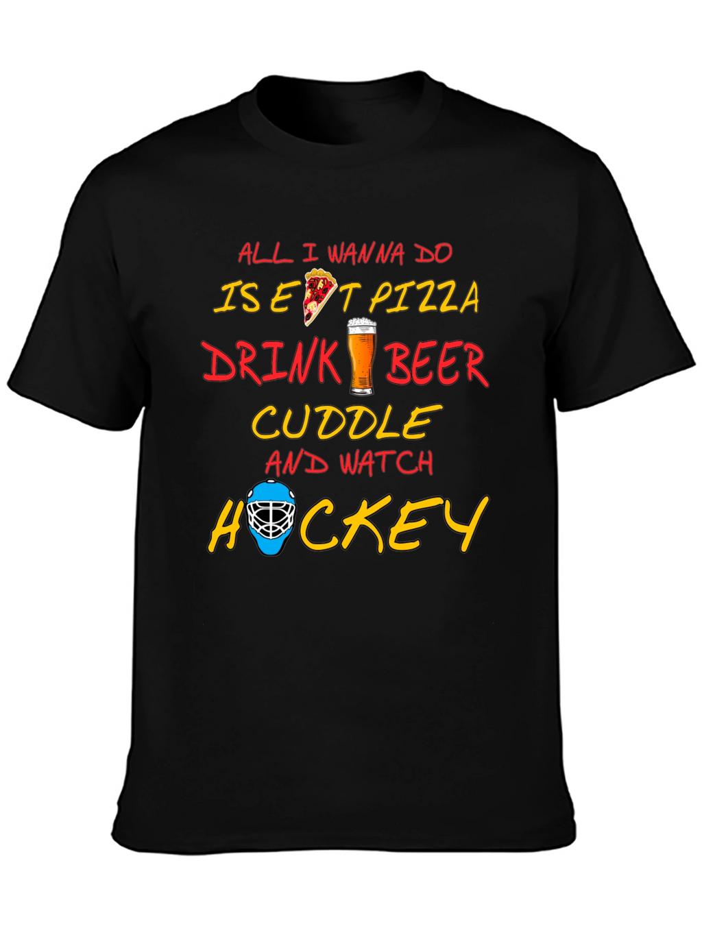 Pizza Beer Hockey T-Shirt - Perfect Chill Tee