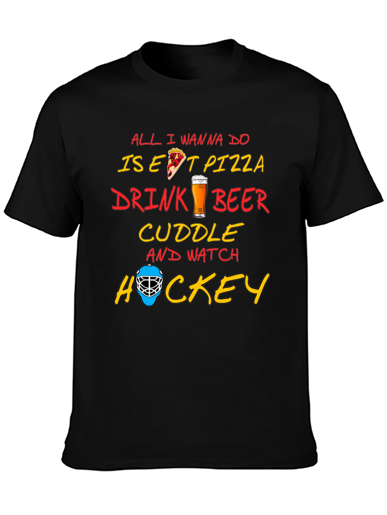 Pizza Beer Hockey T-Shirt - Perfect Chill Tee