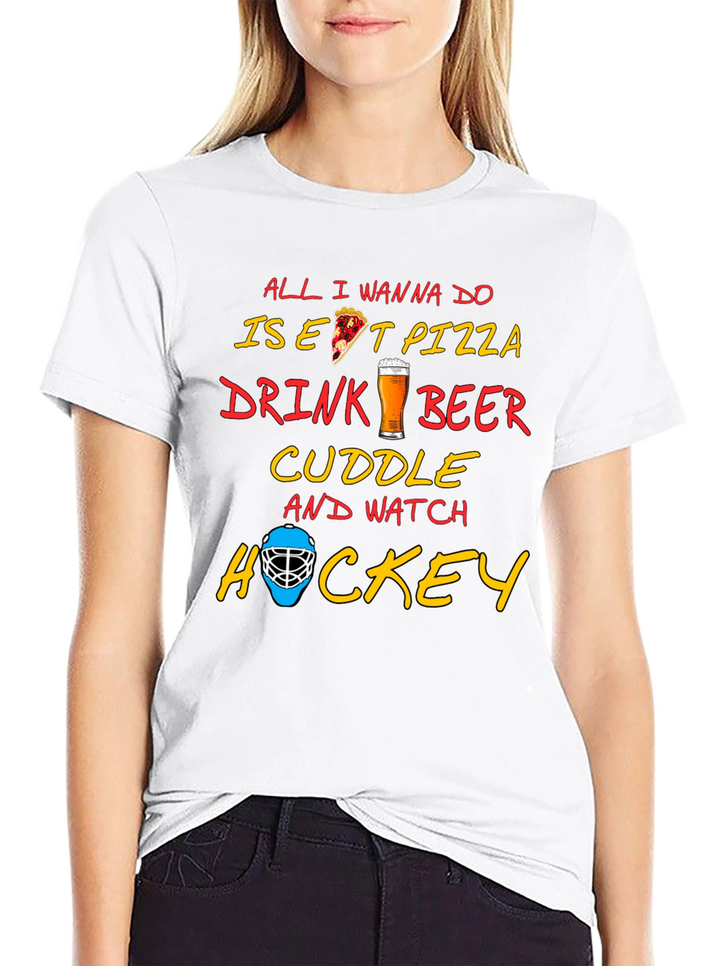 Pizza Beer Hockey T-Shirt - Perfect Chill Tee