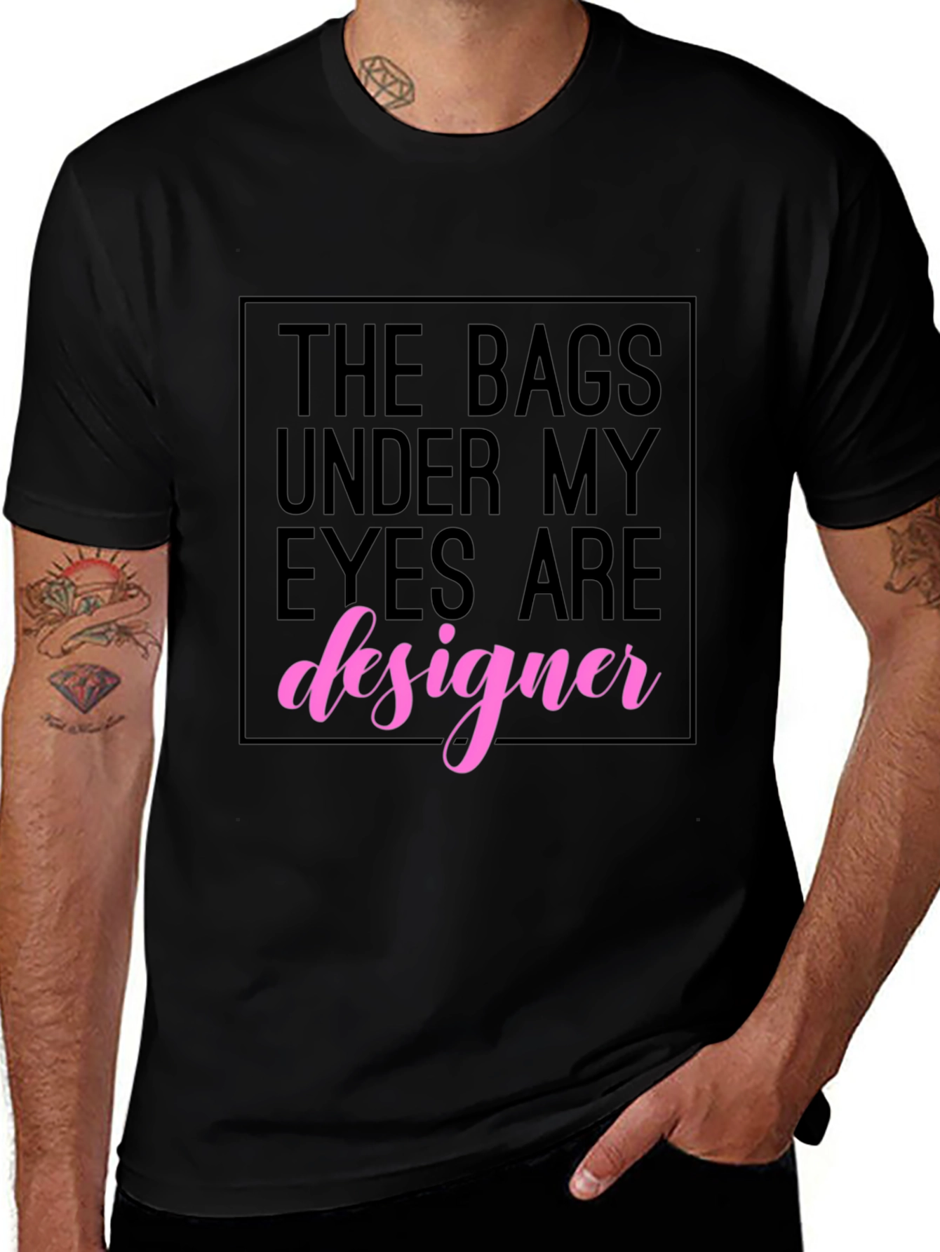 Designer Under Eye Bags Black Graphic Tee