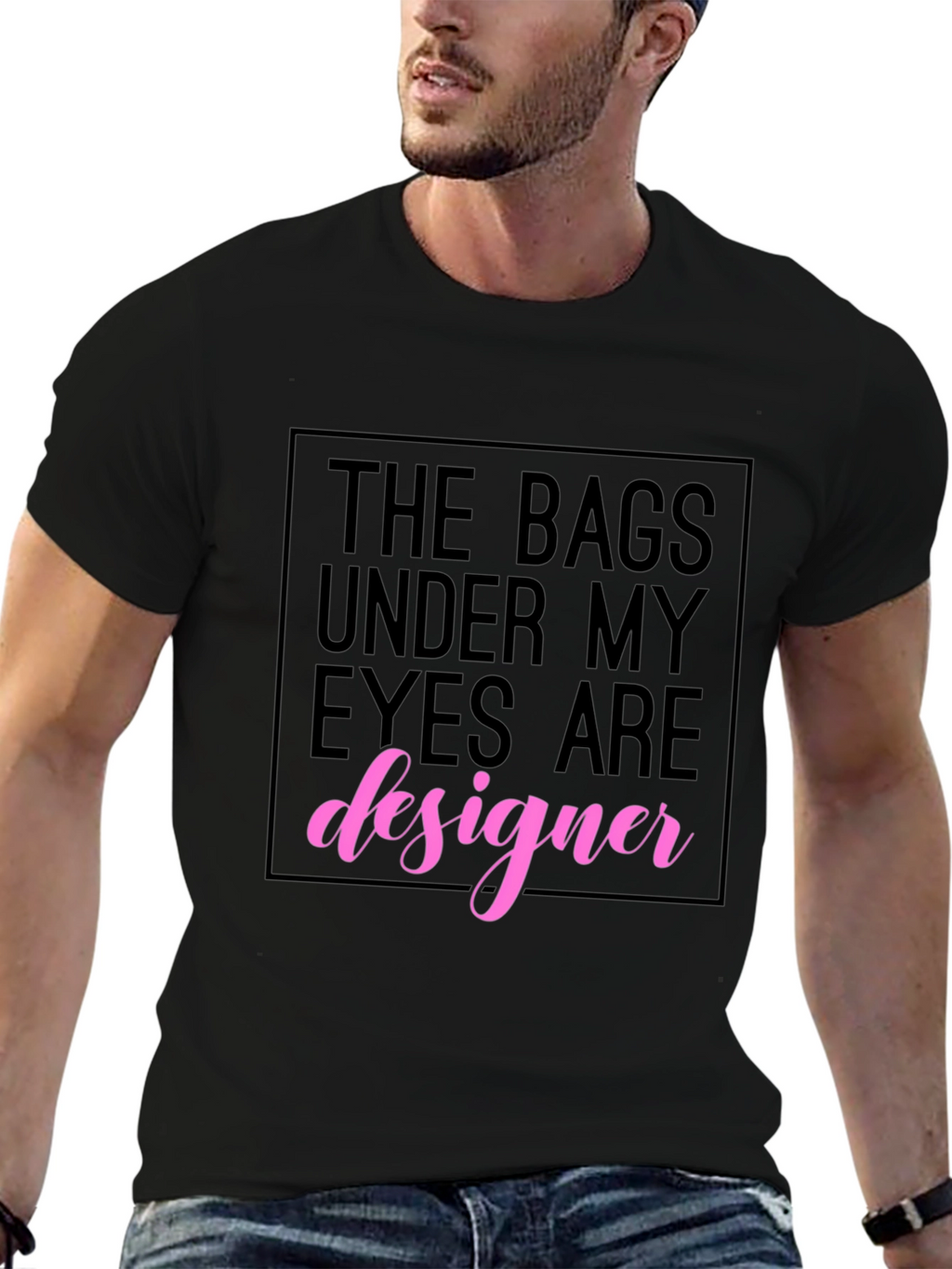 Designer Under Eye Bags Black Graphic Tee