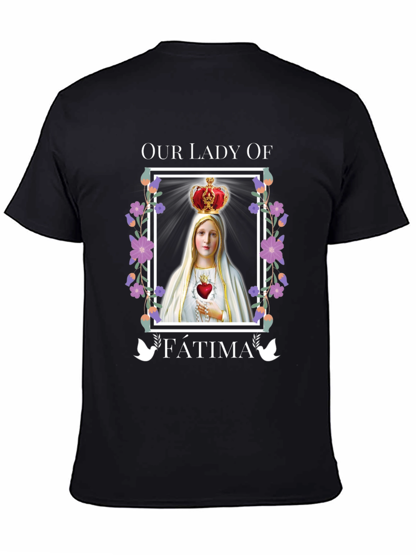 Our Lady of Fatima Graphic Tee - Black Cotton T-Shirt
