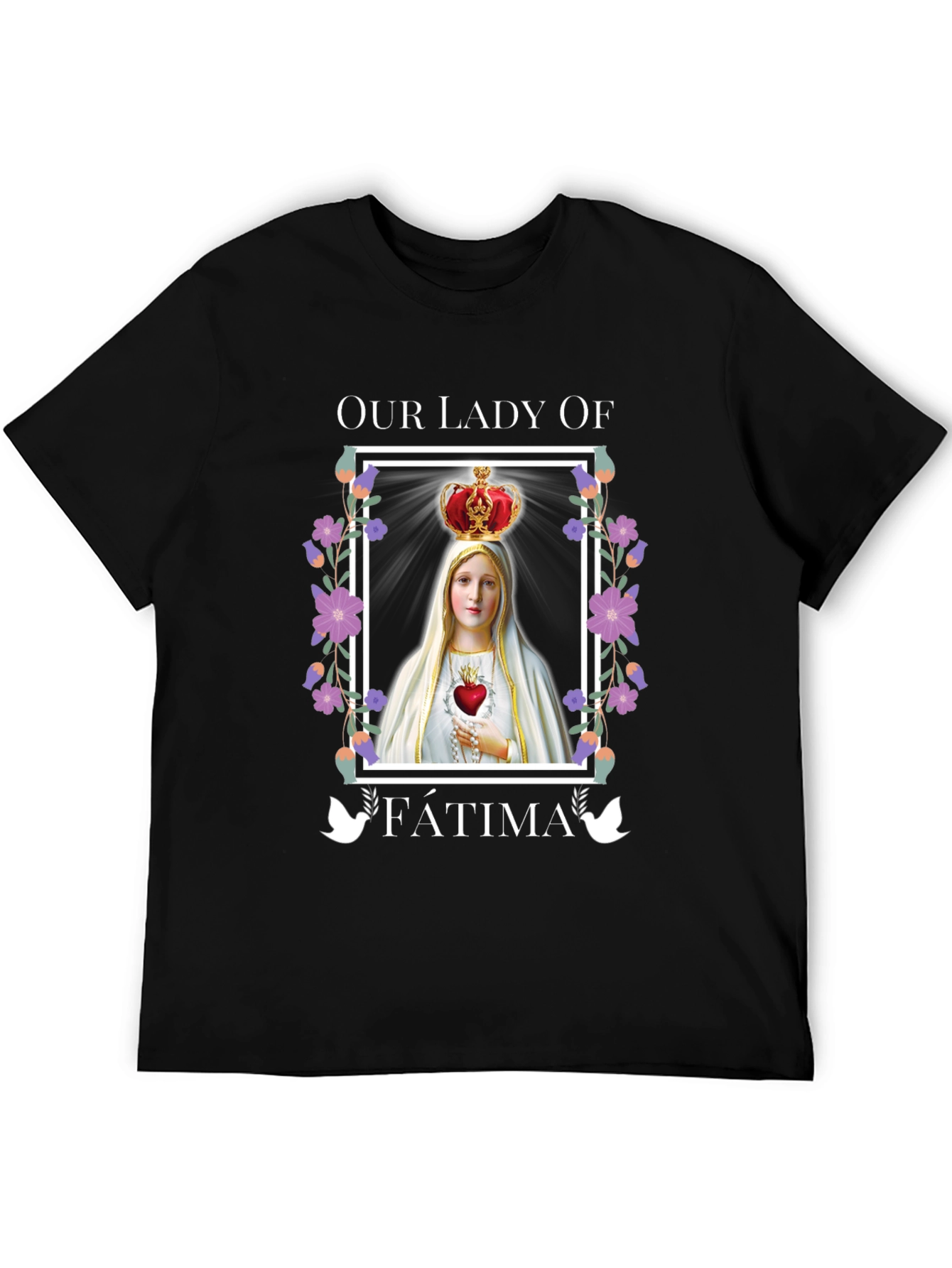 Our Lady of Fatima Graphic Tee - Black Cotton T-Shirt