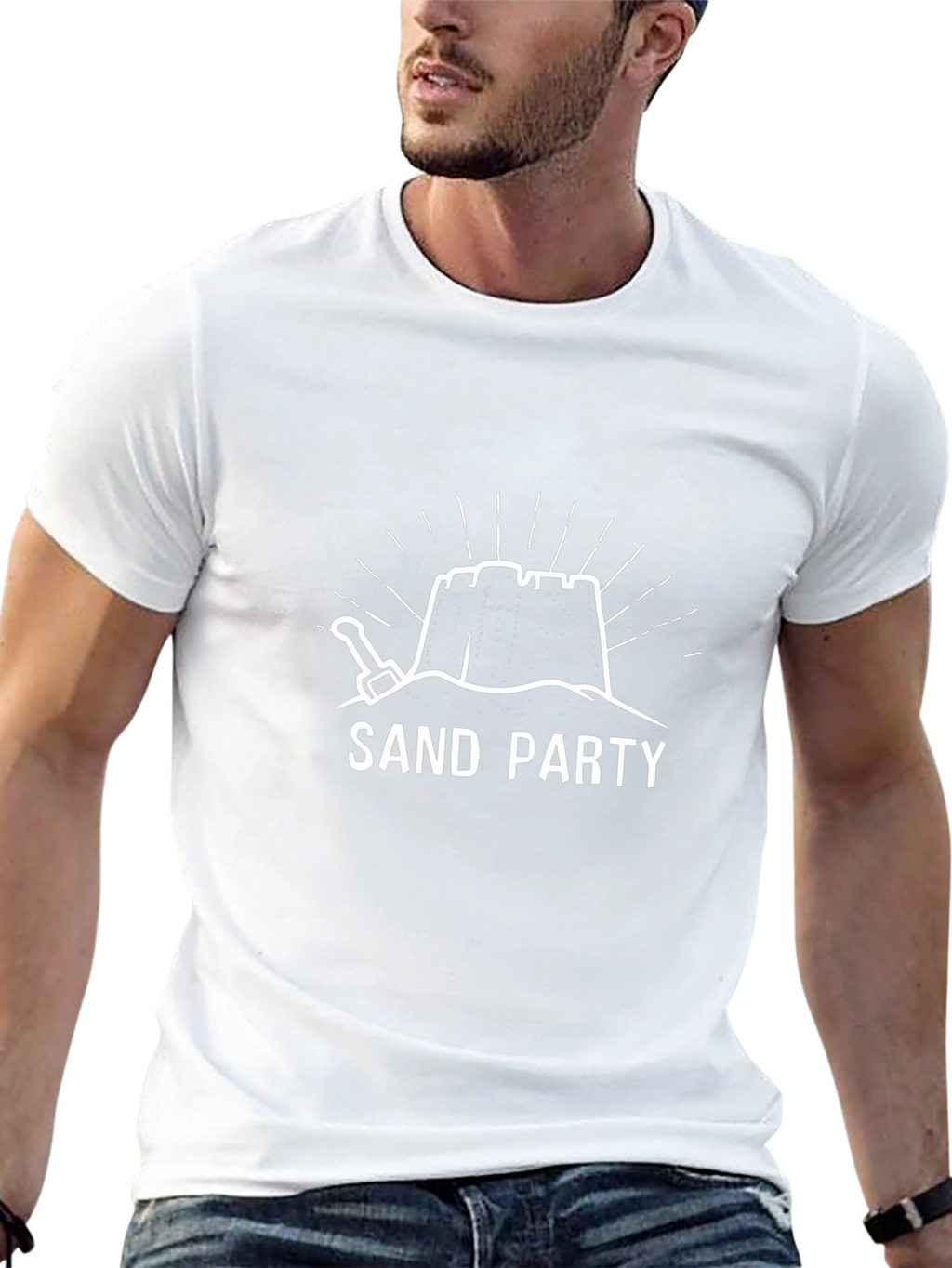 Sand Party Graphic Tee - Black Cotton T-Shirt