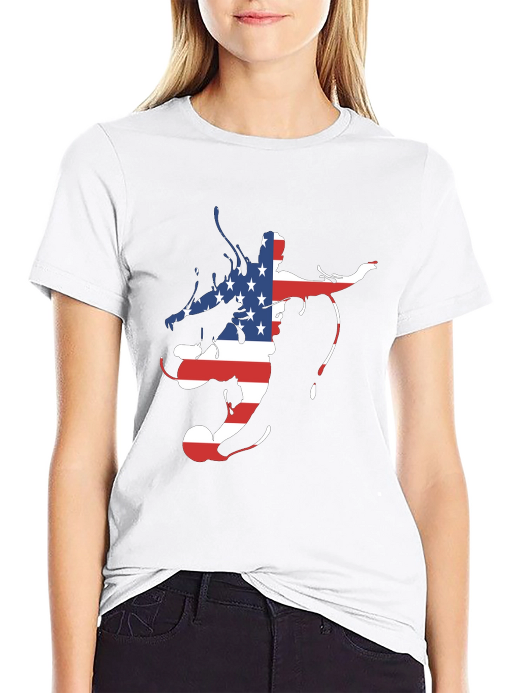 American Flag Soccer Player Mens Black Graphic Tee