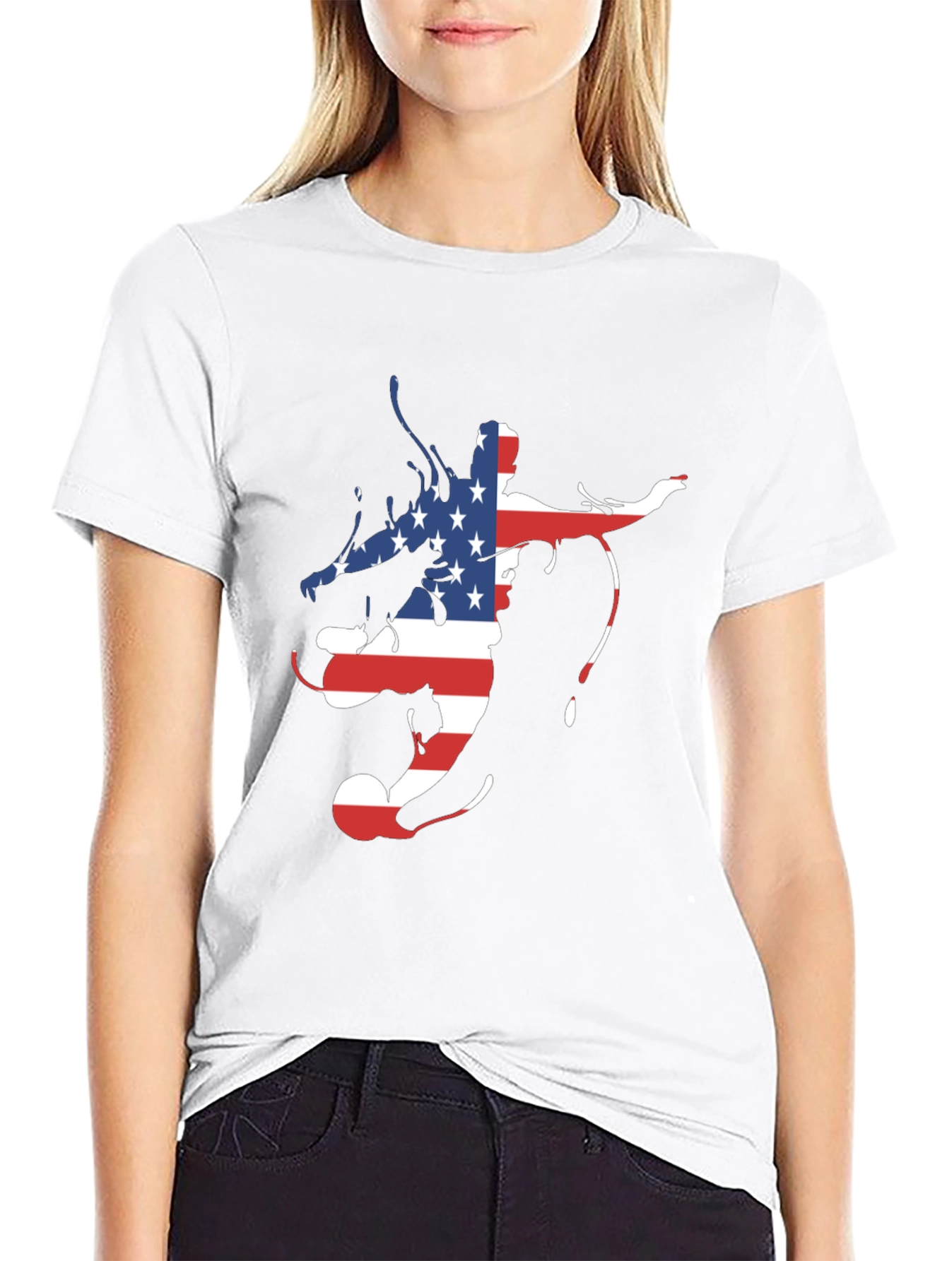 American Flag Soccer Player Mens Black Graphic Tee