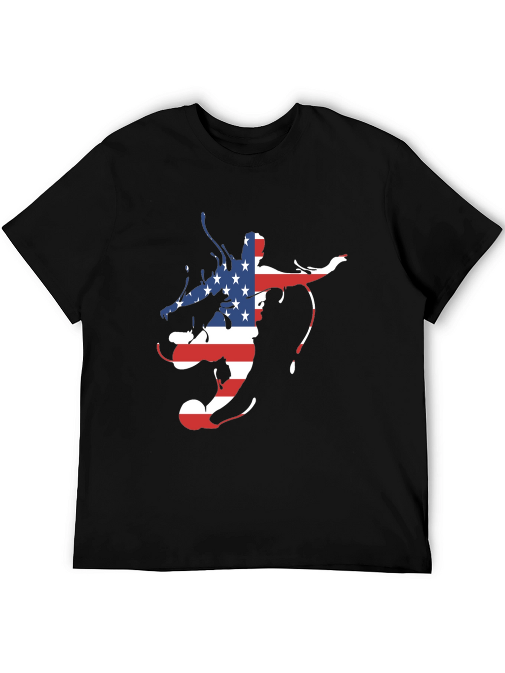 American Flag Soccer Player Mens Black Graphic Tee
