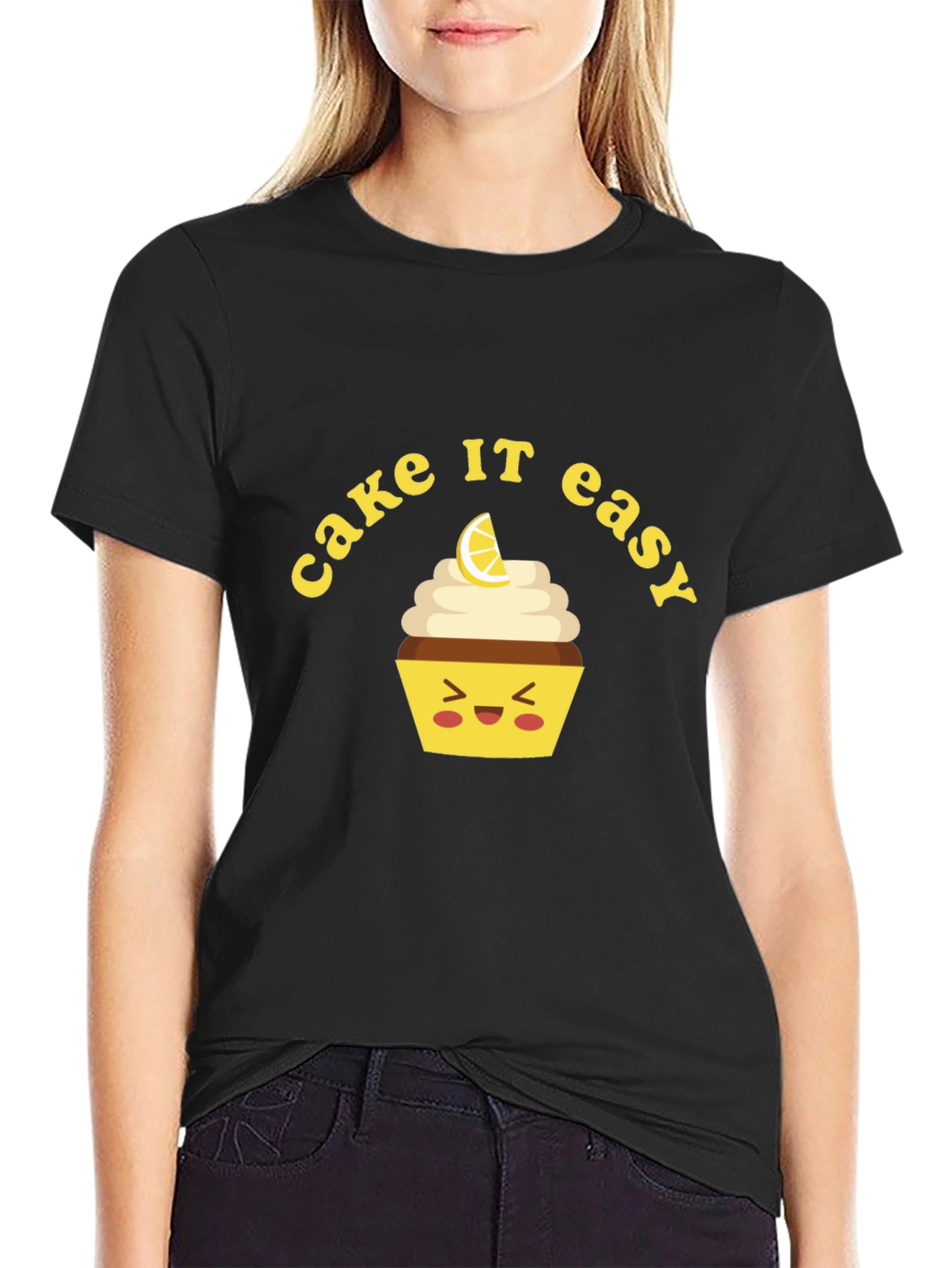 Cake It Easy Graphic T-Shirt - Black Cotton Tee