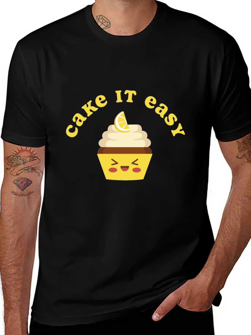 Cake It Easy Graphic T-Shirt - Black Cotton Tee