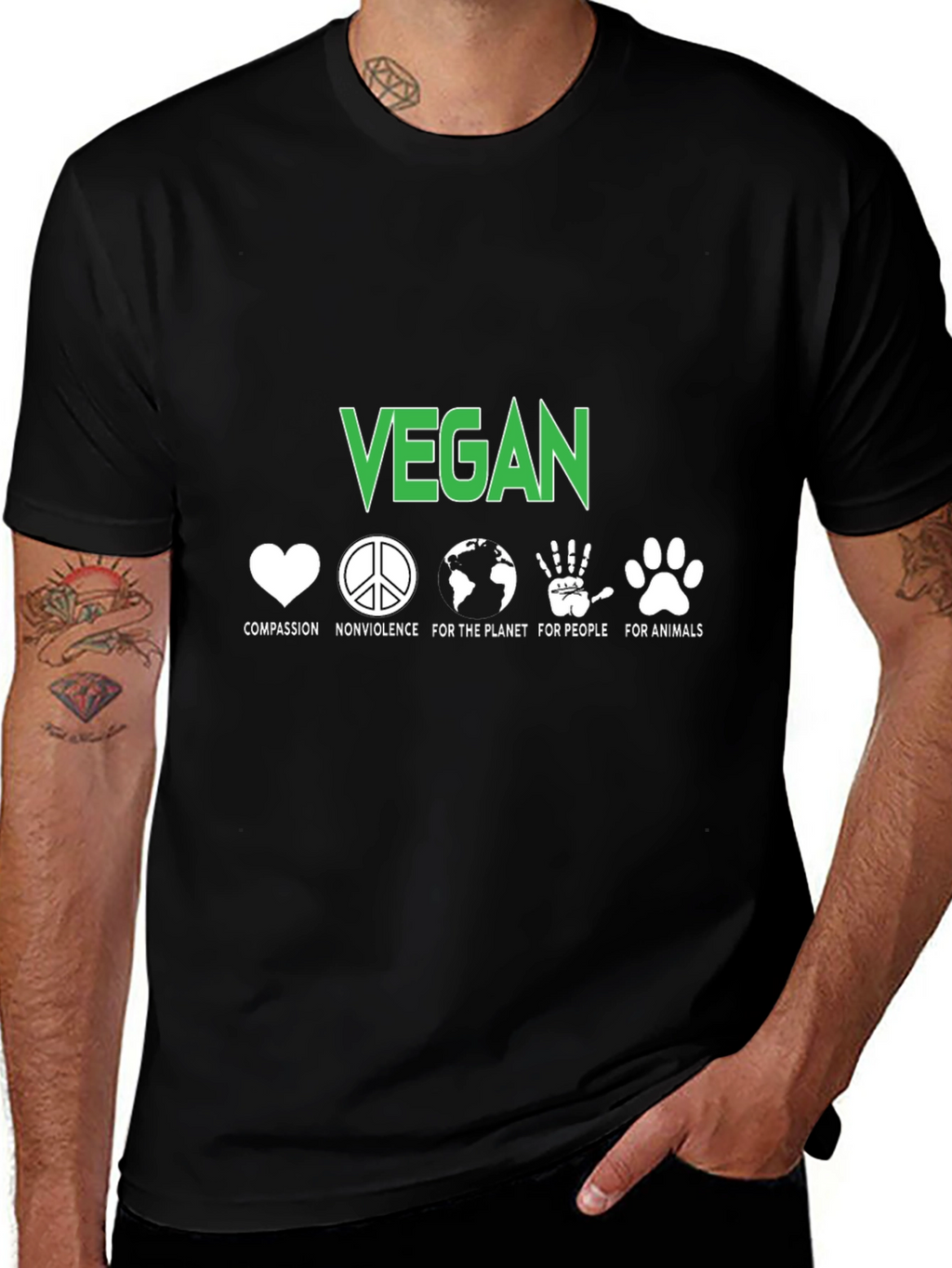 Vegan Compassion Graphic Tee - Black