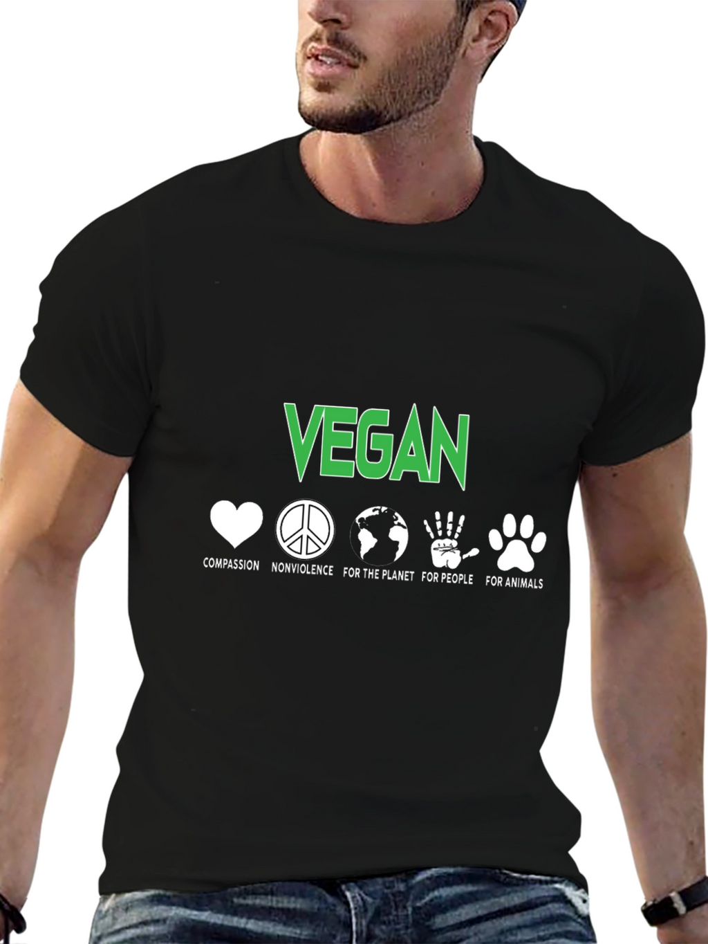 Vegan Compassion Graphic Tee - Black