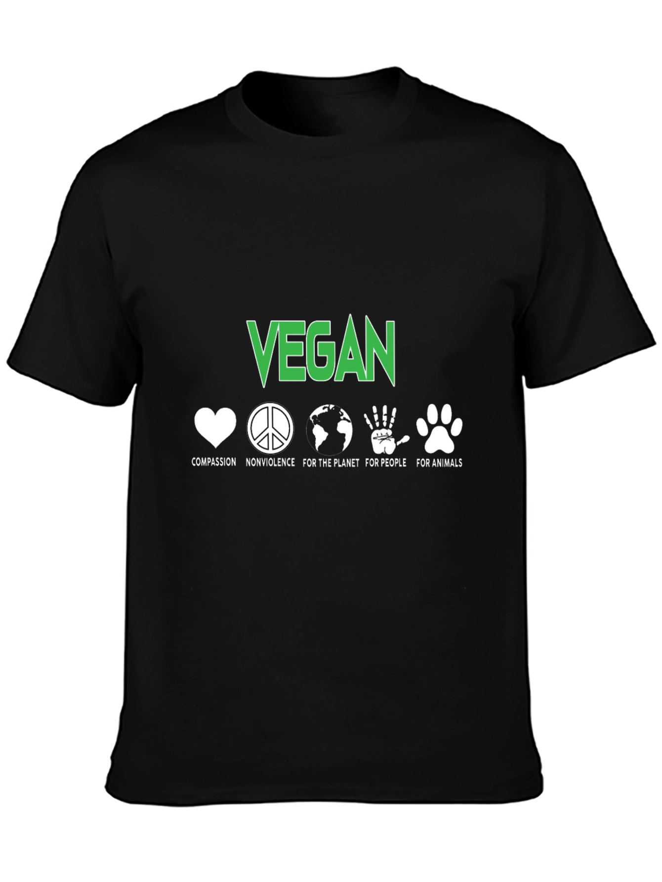 Vegan Compassion Graphic Tee - Black