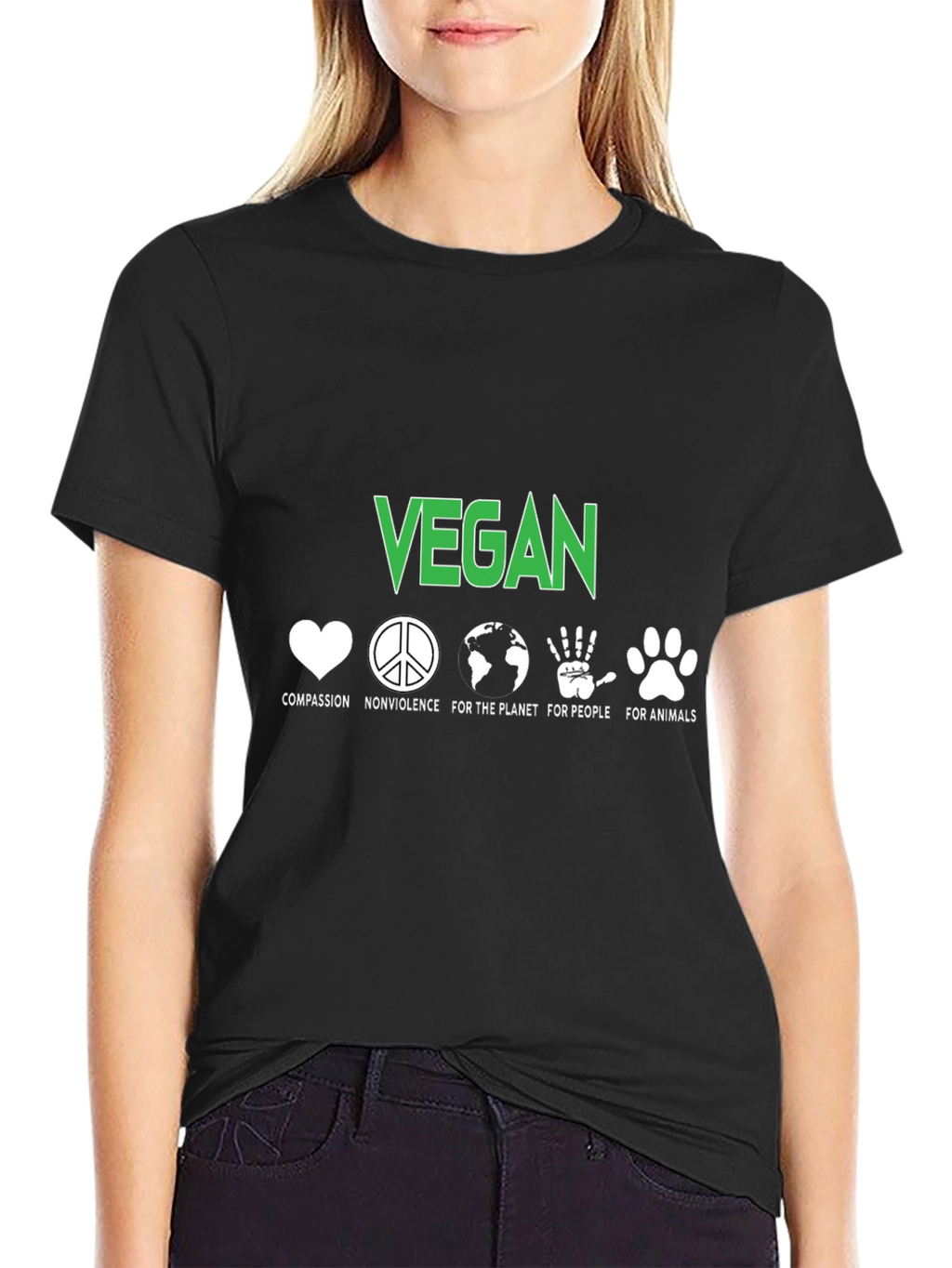 Vegan Compassion Graphic Tee - Black