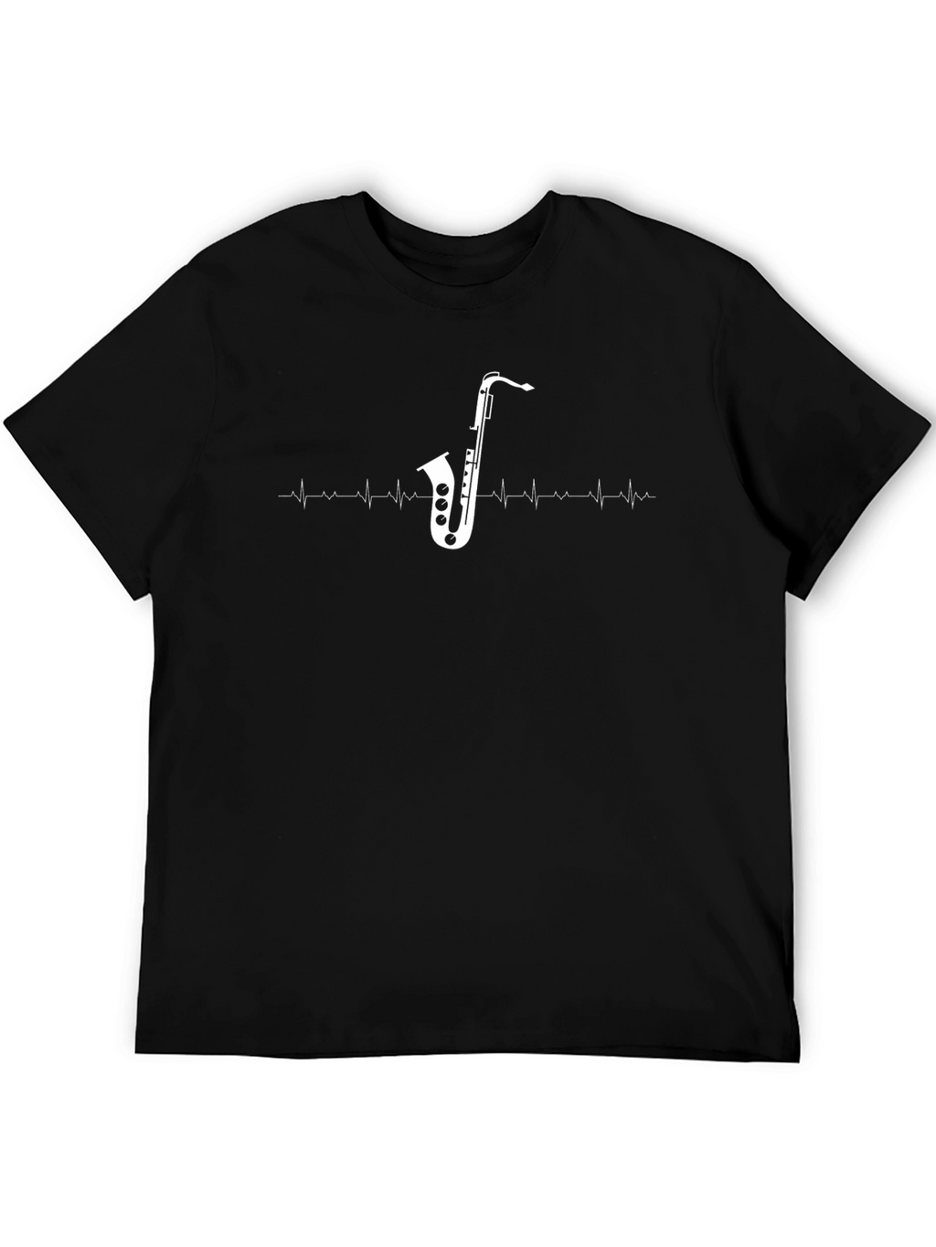 Saxophone Heartbeat Graphic Tee - Music Lover Shirt