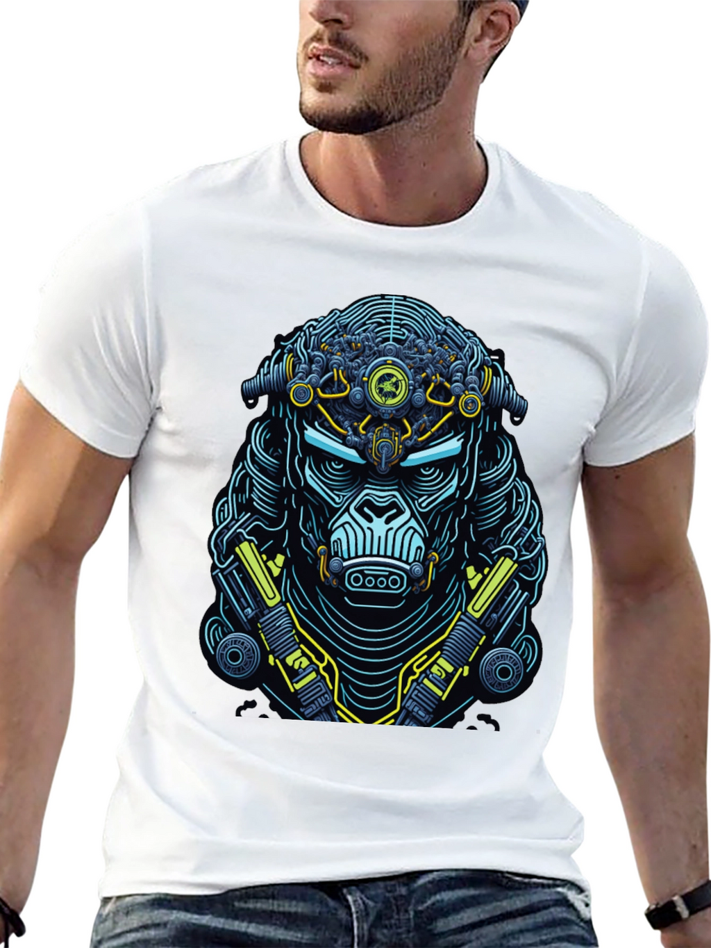 Cyberpunk Gorilla Graphic T-Shirt - Black