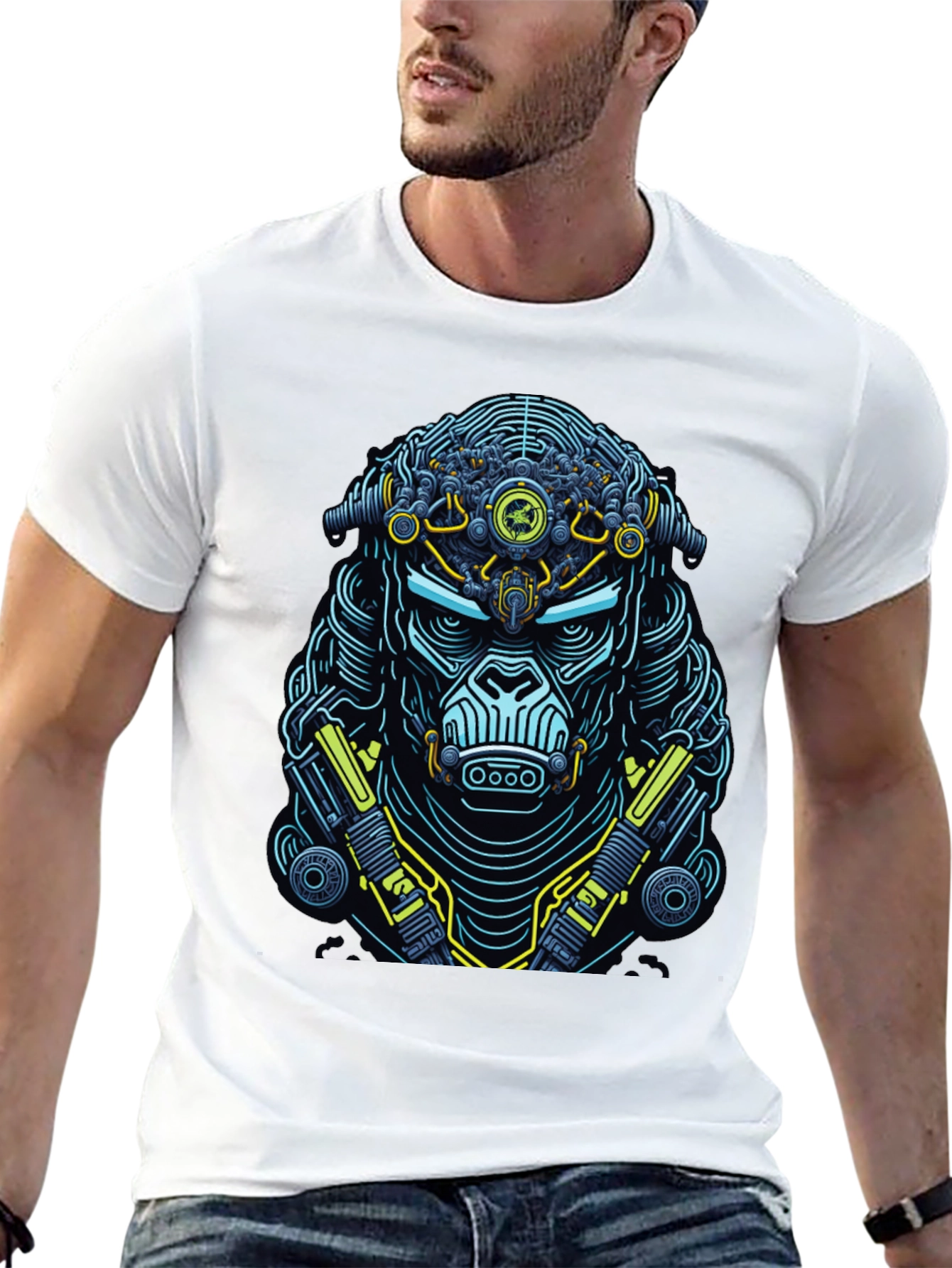 Cyberpunk Gorilla Graphic T-Shirt - Black