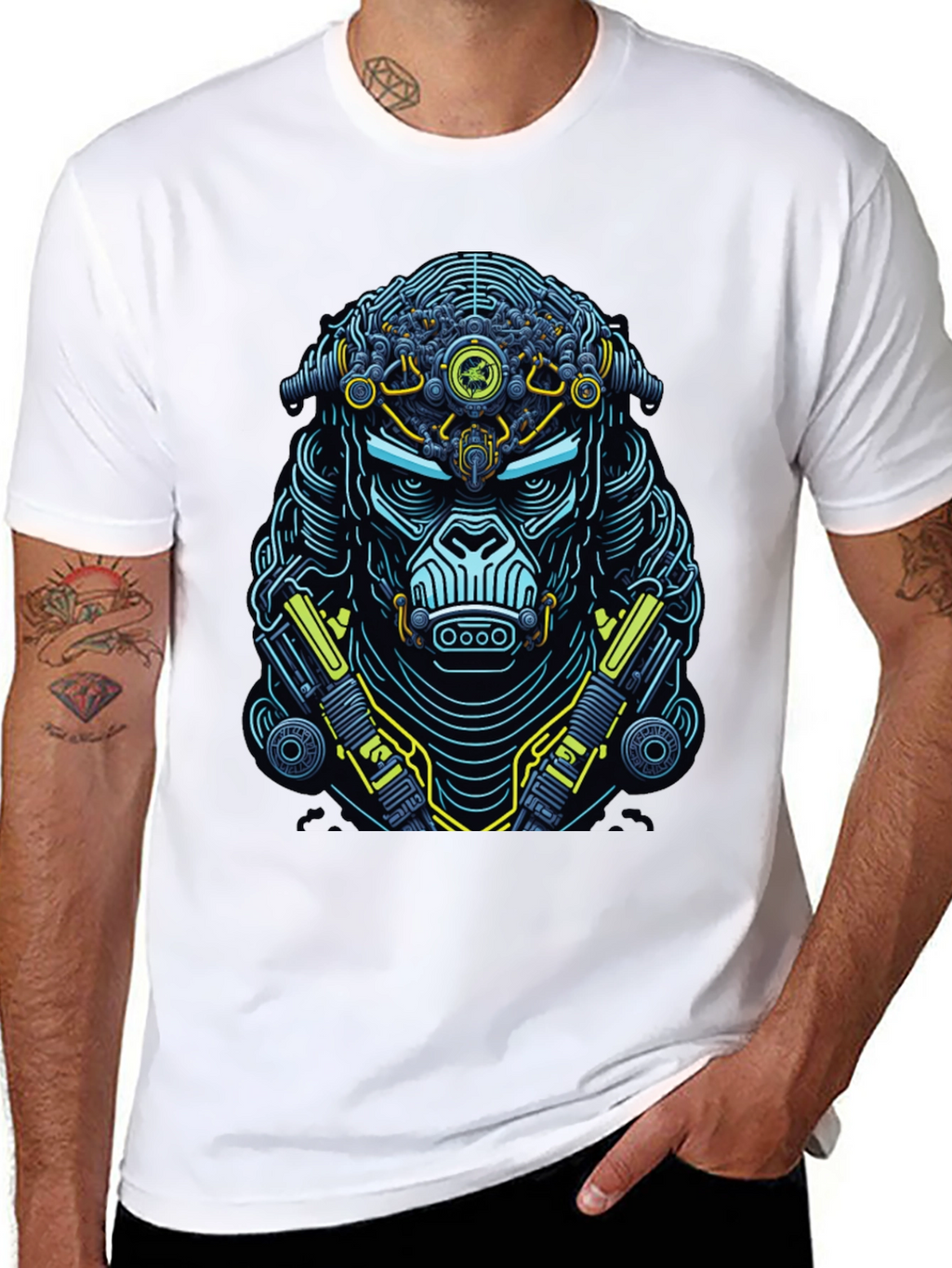 Cyberpunk Gorilla Graphic T-Shirt - Black
