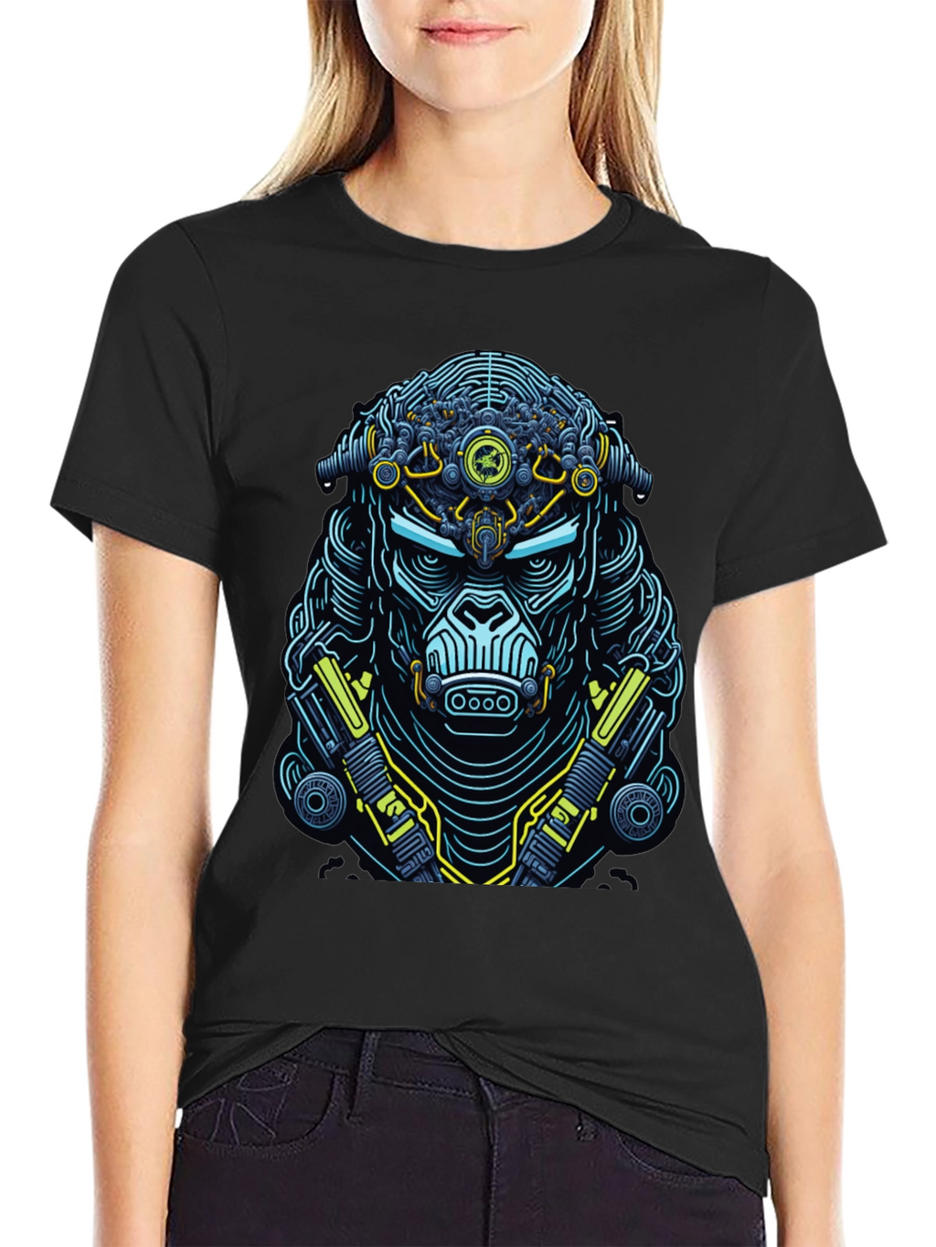 Cyberpunk Gorilla Graphic T-Shirt - Black