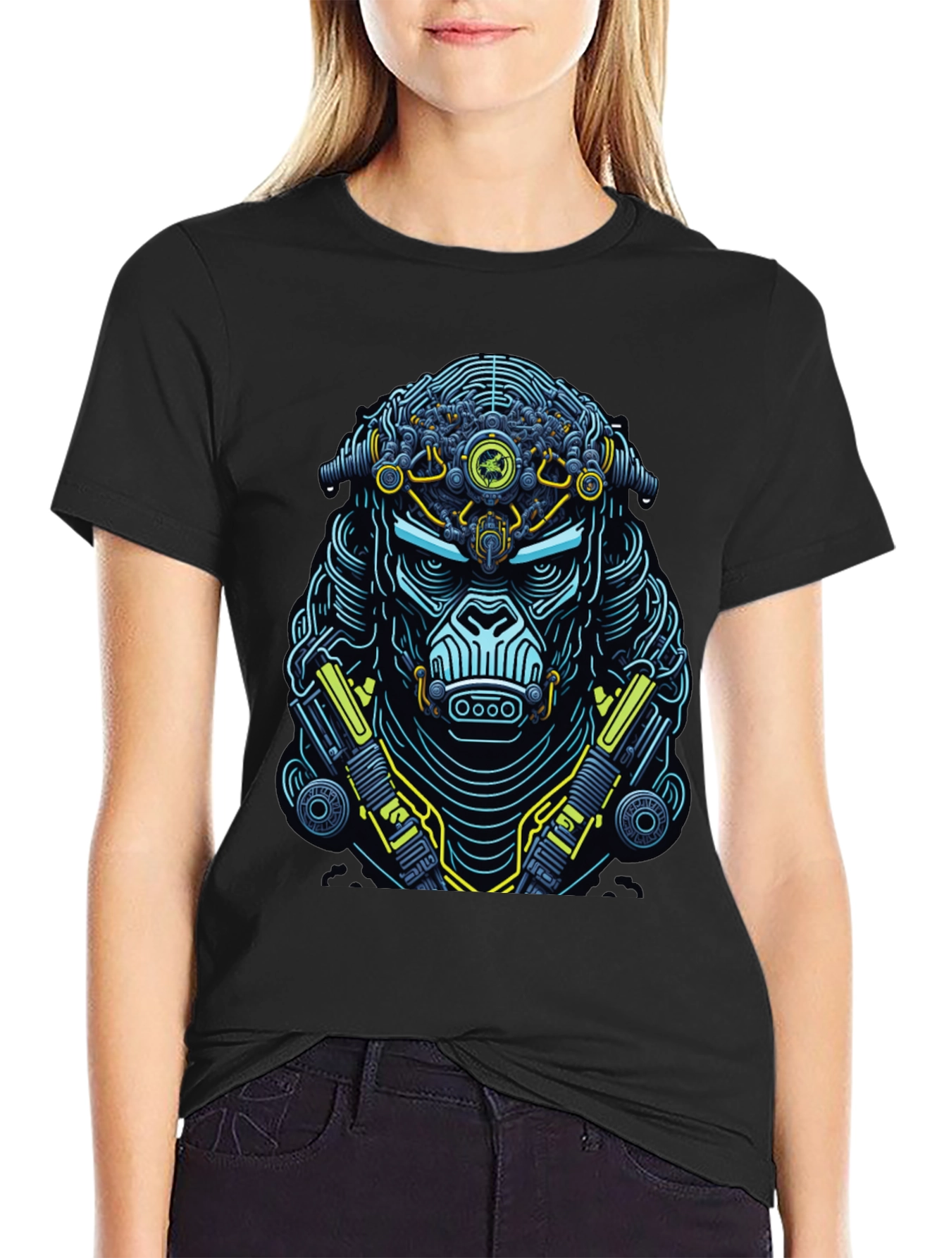 Cyberpunk Gorilla Graphic T-Shirt - Black