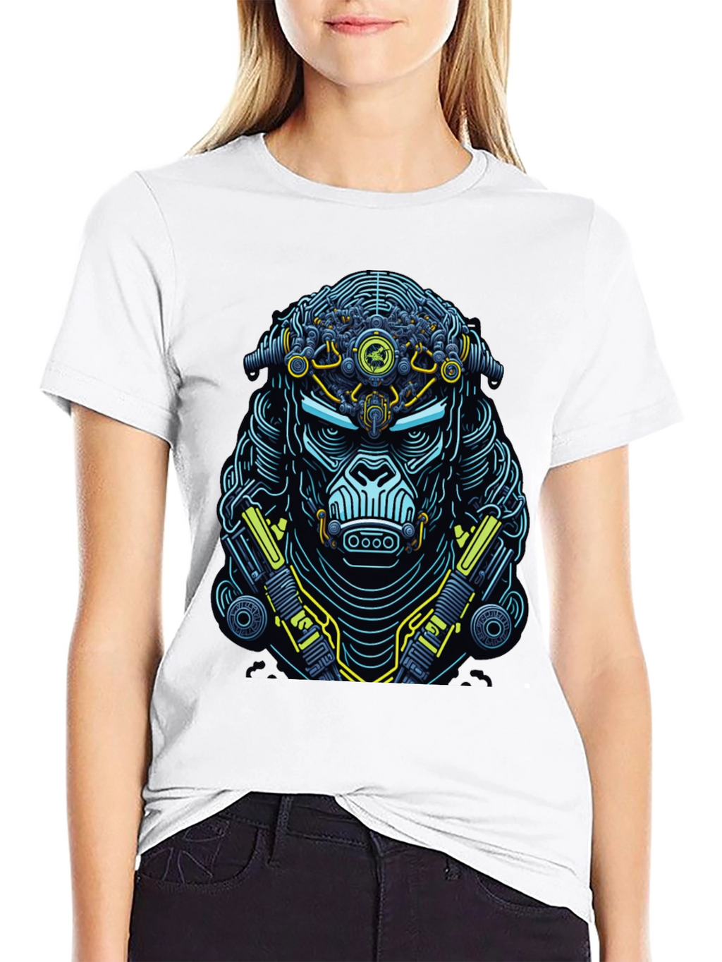 Cyberpunk Gorilla Graphic T-Shirt - Black