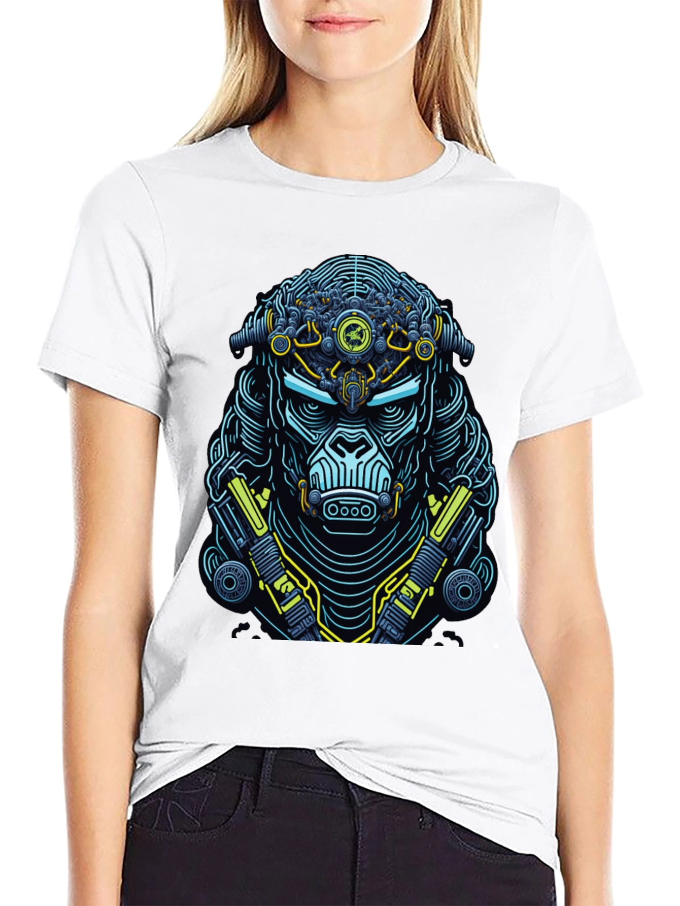 Cyberpunk Gorilla Graphic T-Shirt - Black