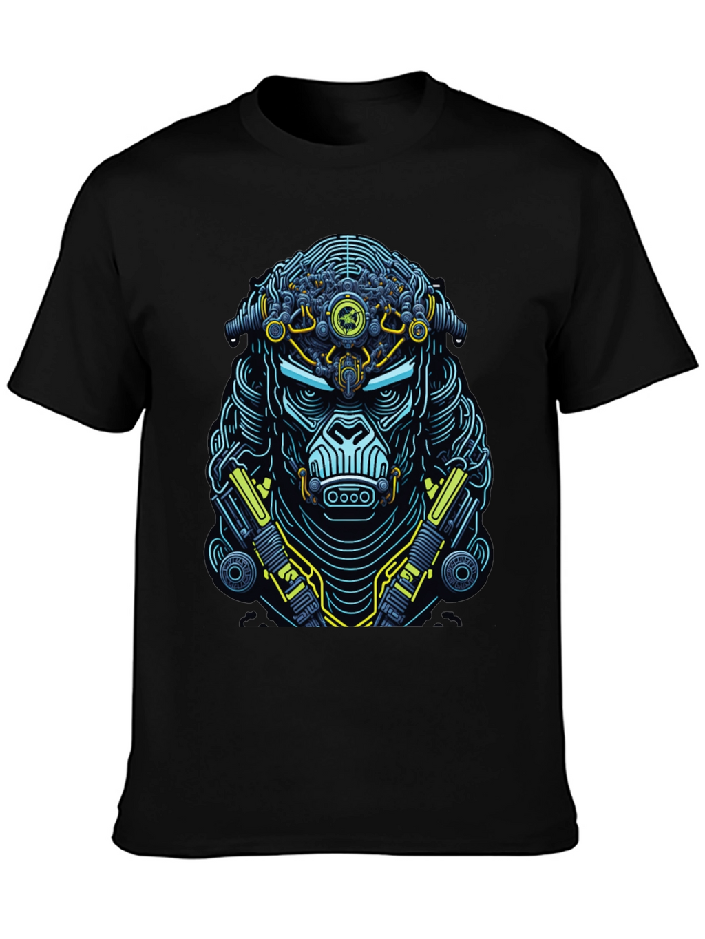 Cyberpunk Gorilla Graphic T-Shirt - Black