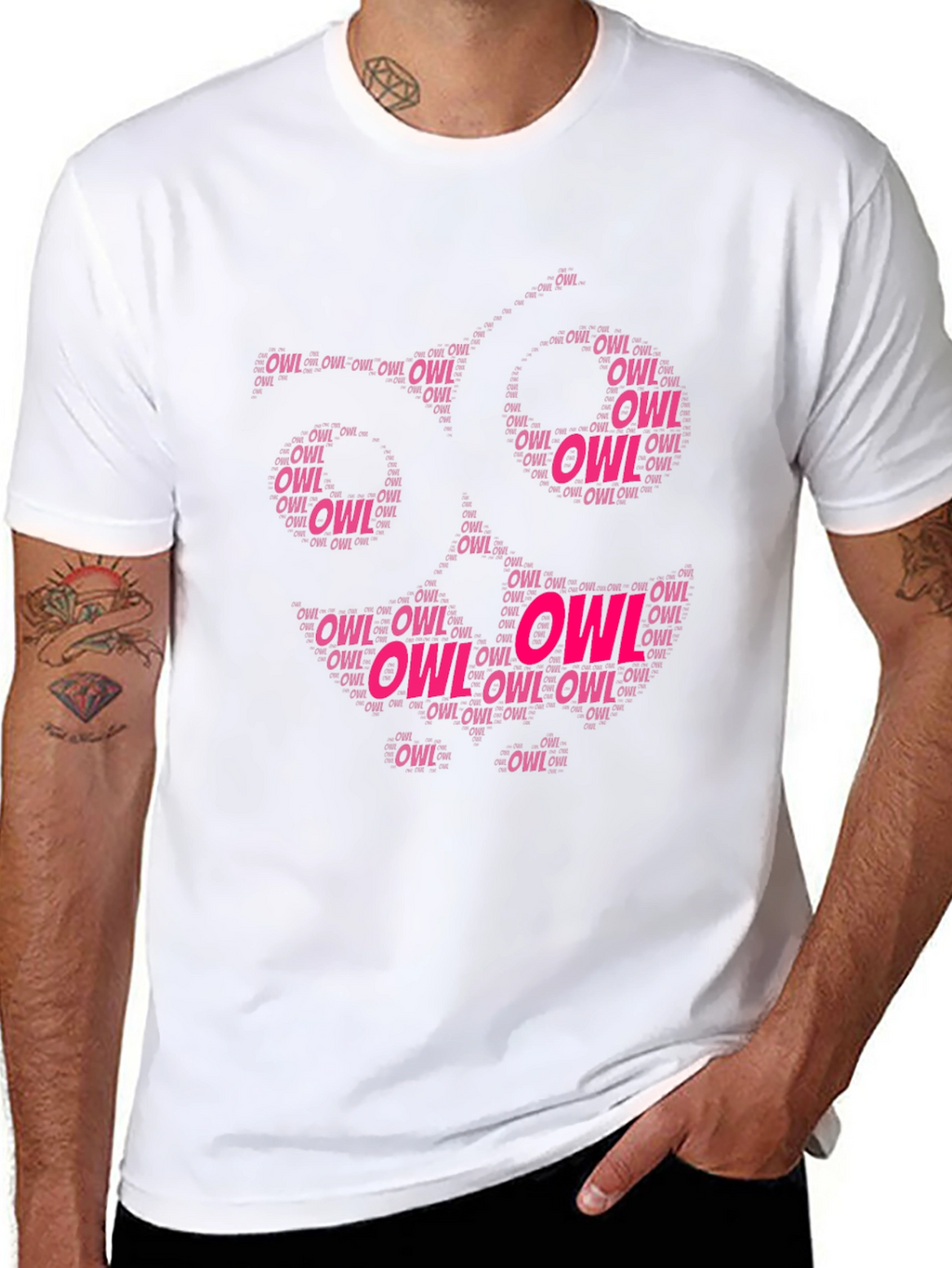 Owl Word Art T-Shirt - Unique Design