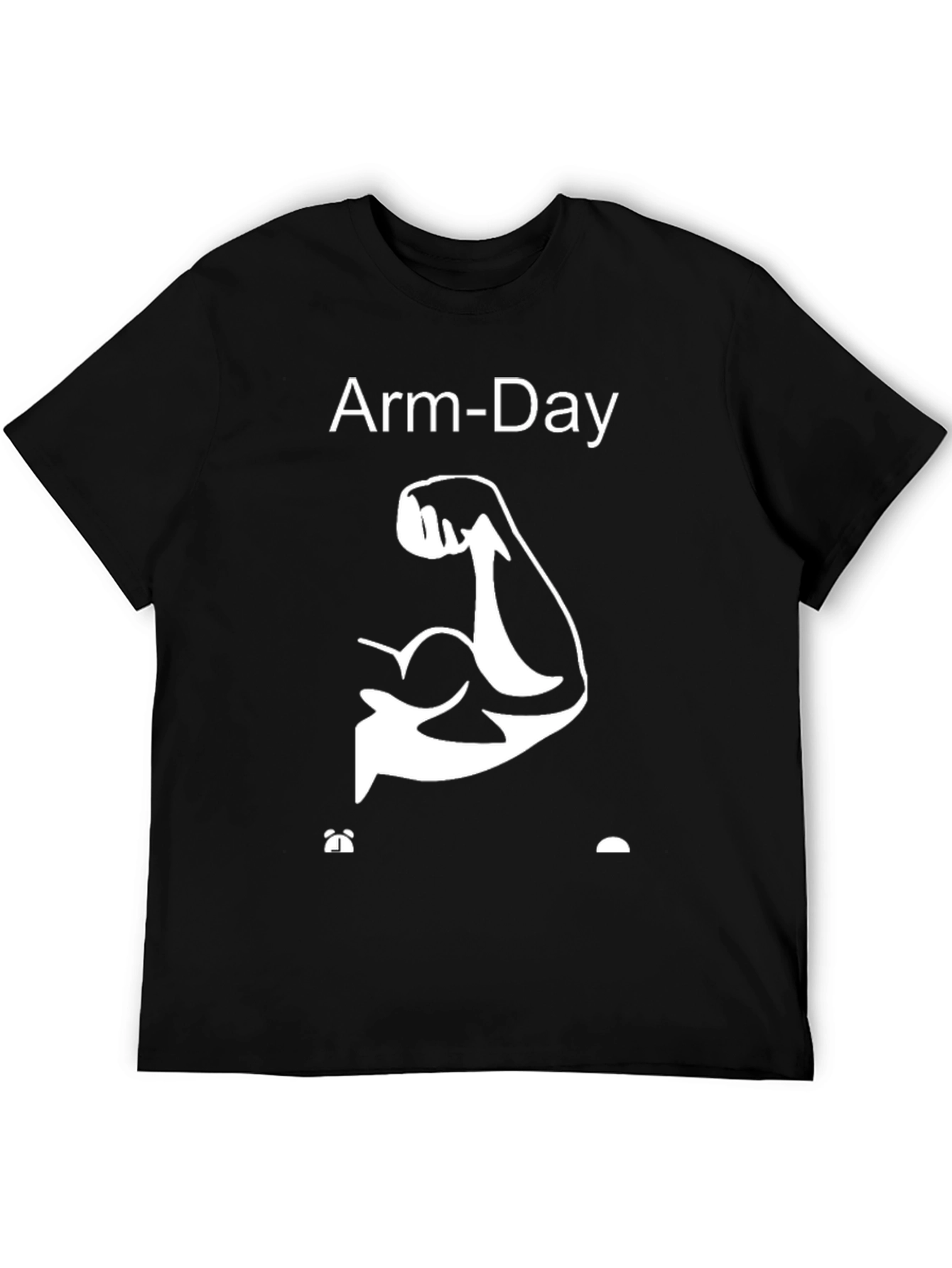 Arm-Day Black Graphic Tee - Muscle Humor Workout Shirt