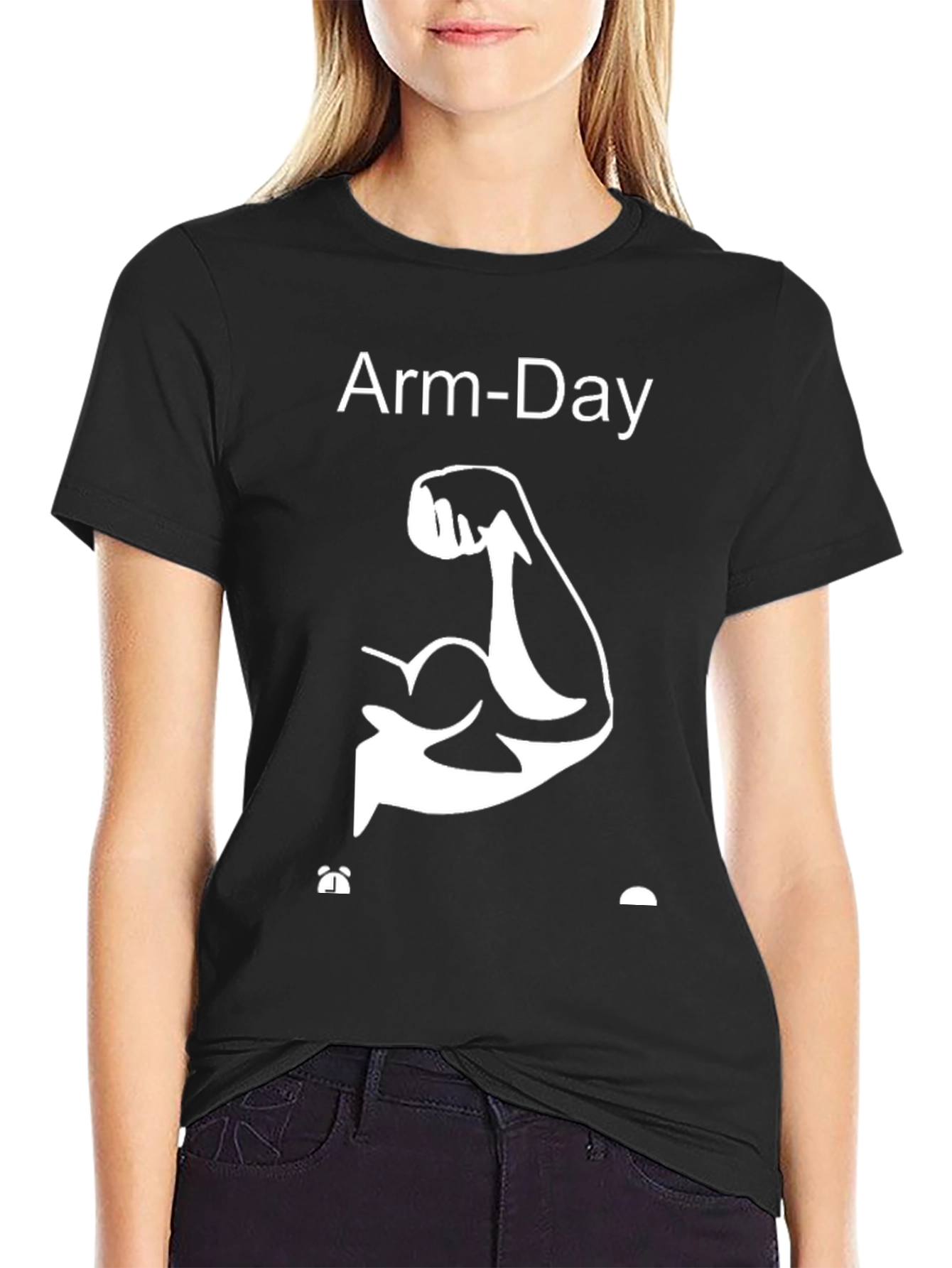 Arm-Day Black Graphic Tee - Muscle Humor Workout Shirt