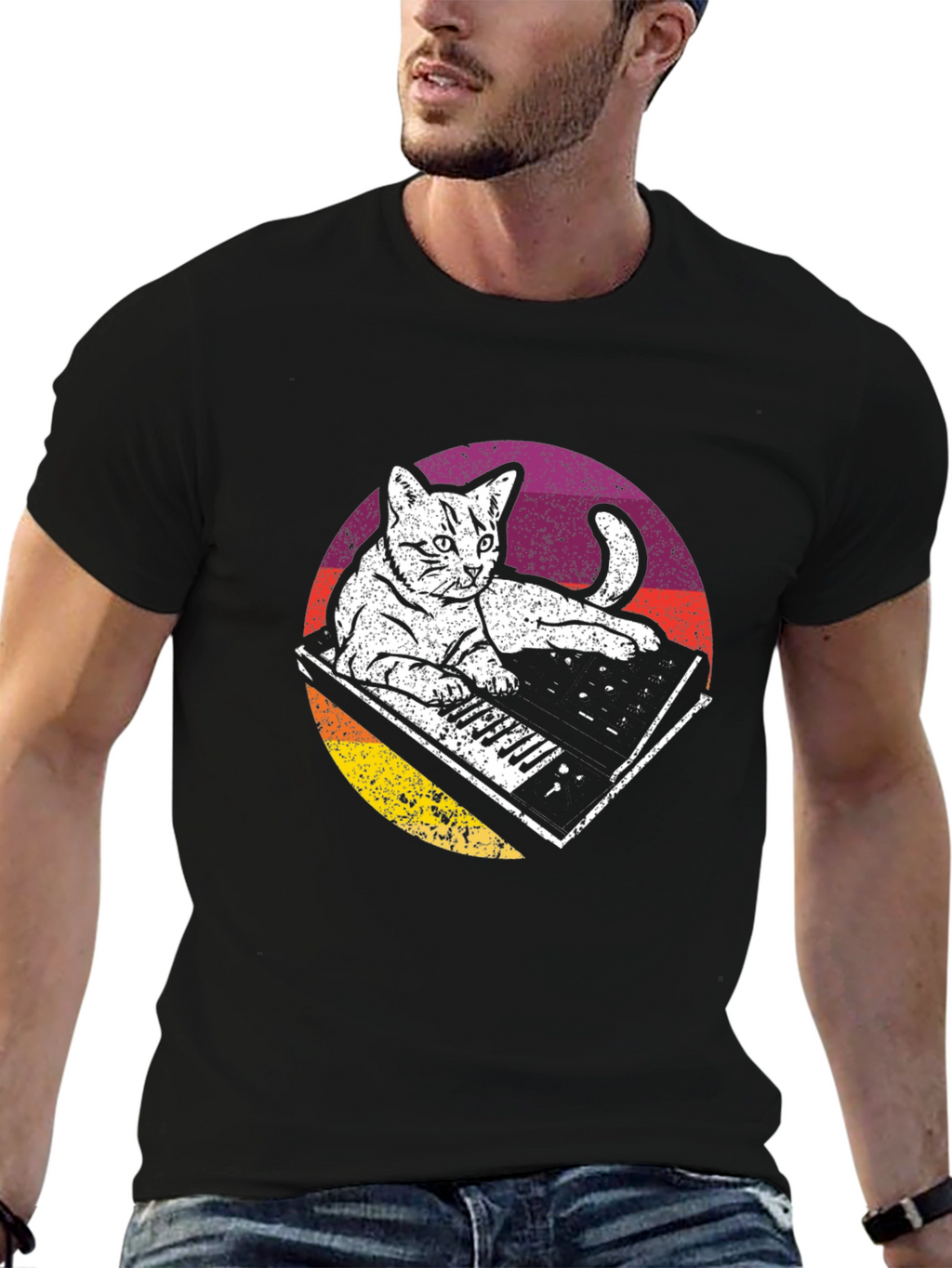 Cat Keyboard T-Shirt - Cool Graphic Tee