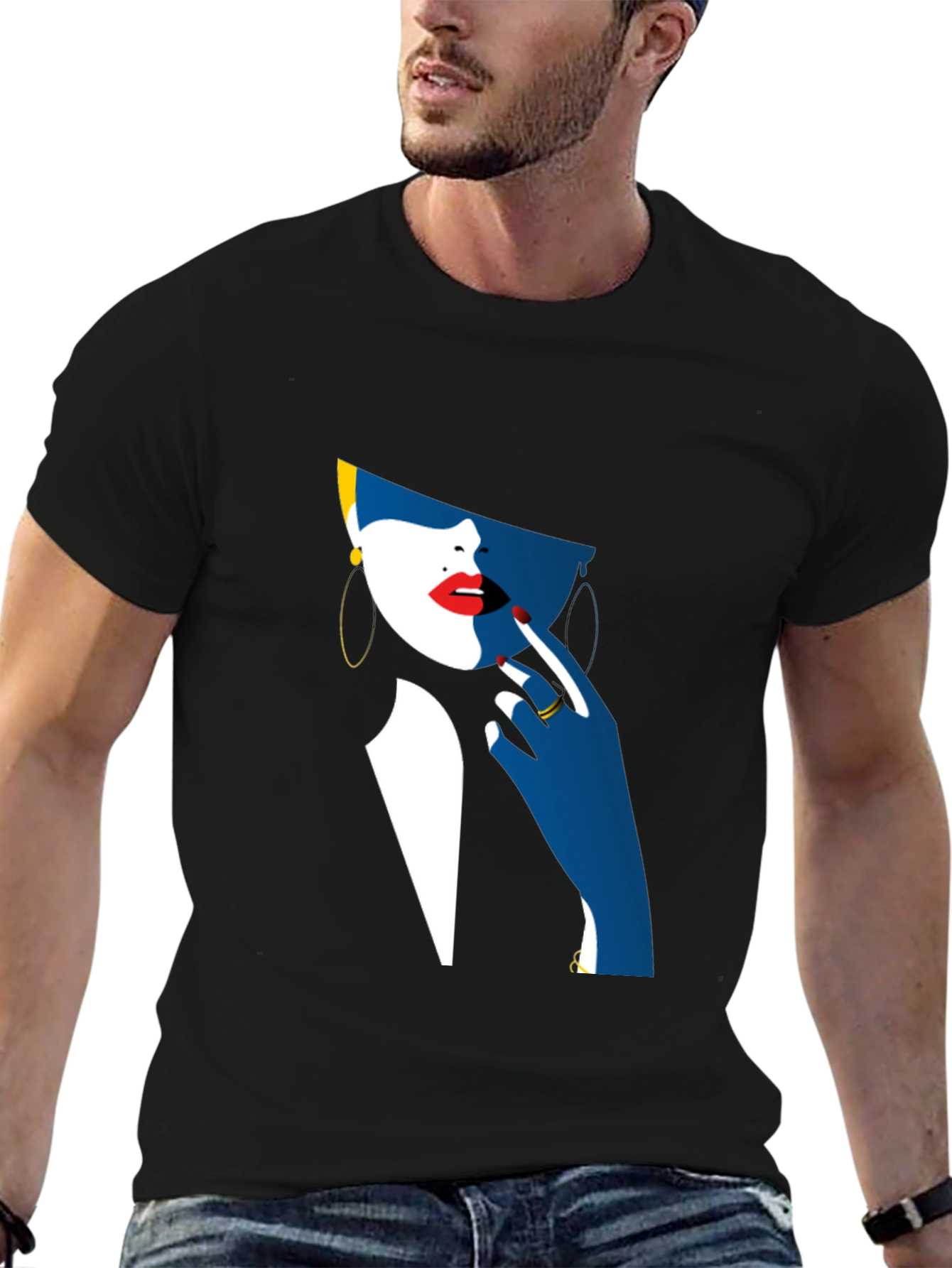 Abstract Woman Graphic Black T-Shirt