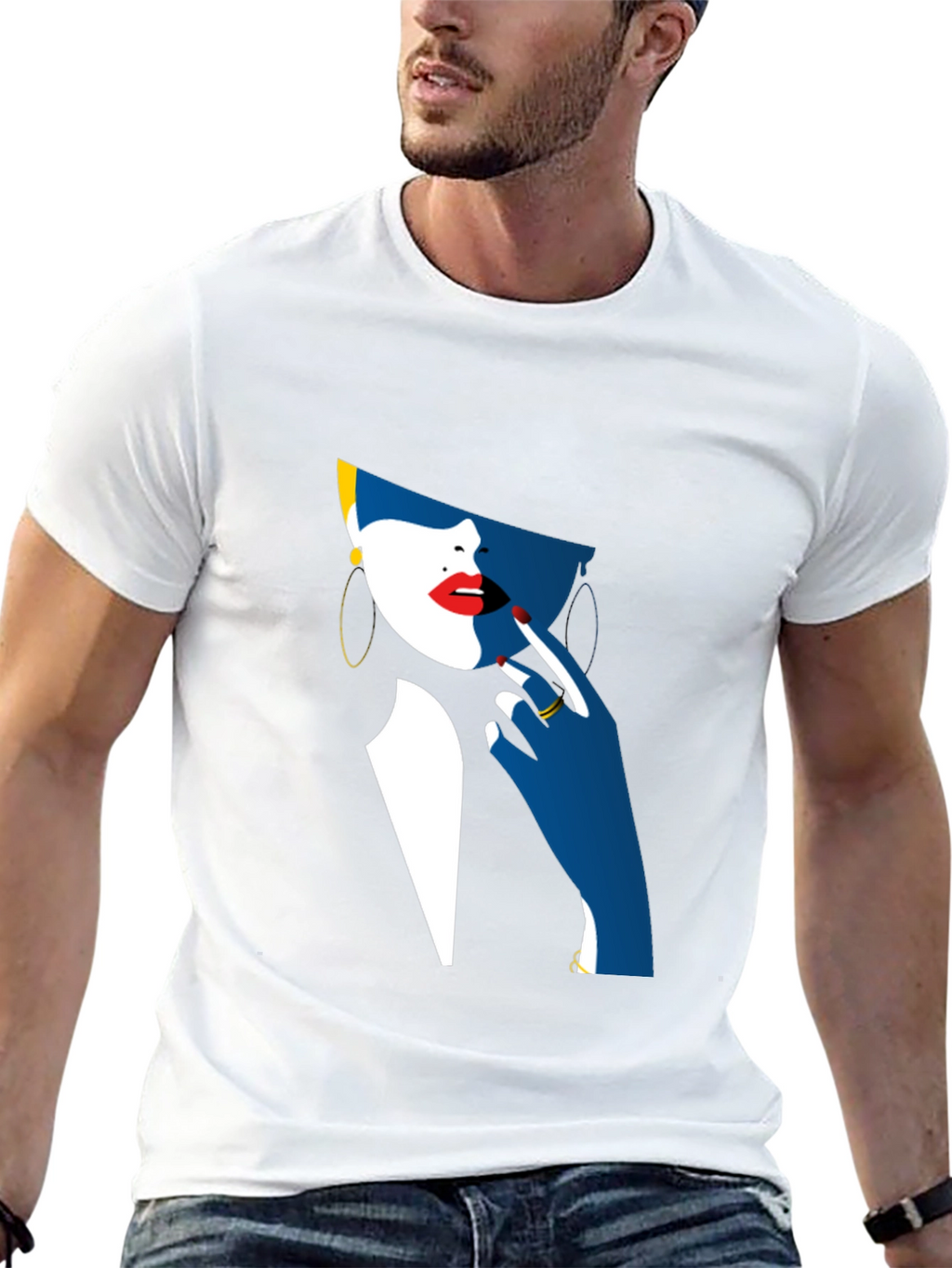 Abstract Woman Graphic Black T-Shirt