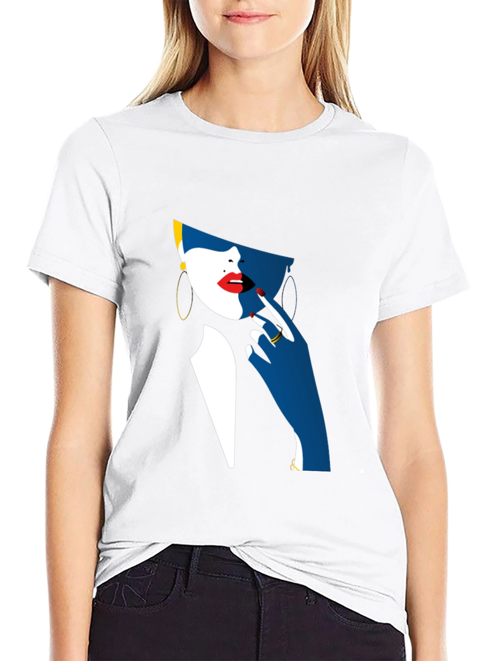 Abstract Woman Graphic Black T-Shirt