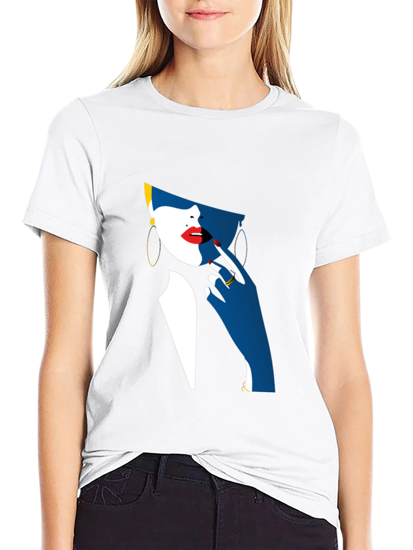 Abstract Woman Graphic Black T-Shirt